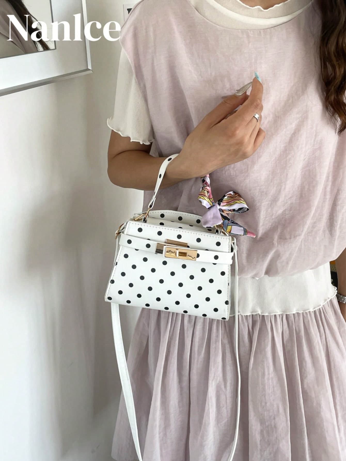 Dot-Patterned Bag For Women, 2026 New Style, Fashionable And Versatile Cross-Body Bag, Exquisite Handbag, Small Square Bag