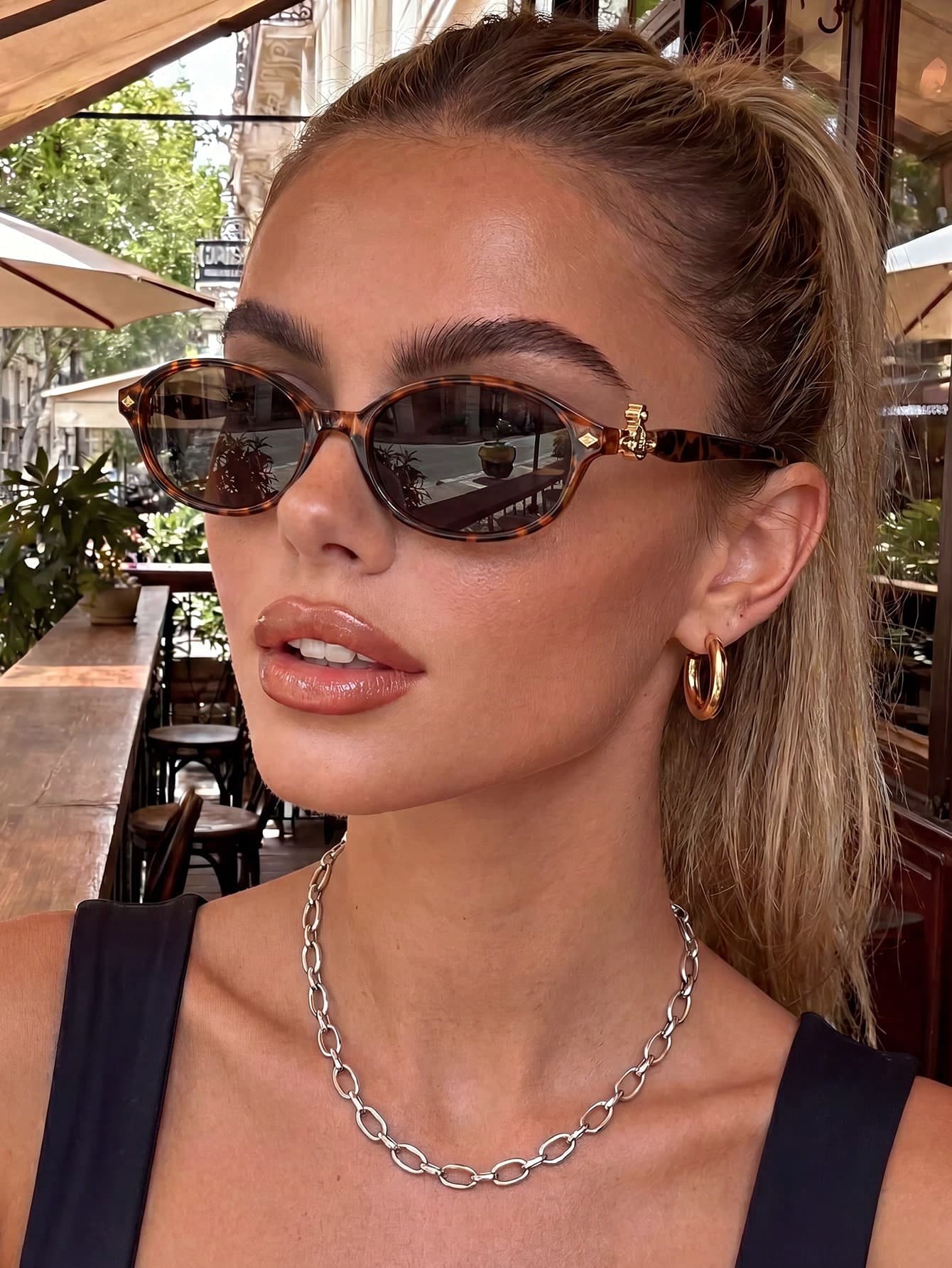 1 Pair Leopard Print Brown Oval Fashion Sunglasses, Retro Sun Protection Shades, Bohemian Style Fashion Design, Blending Modern And Vintage Charm, Suitable For Street Photography, Outfit, Vacation, Travel And Other Occasions, A Fashion Accessory Choice