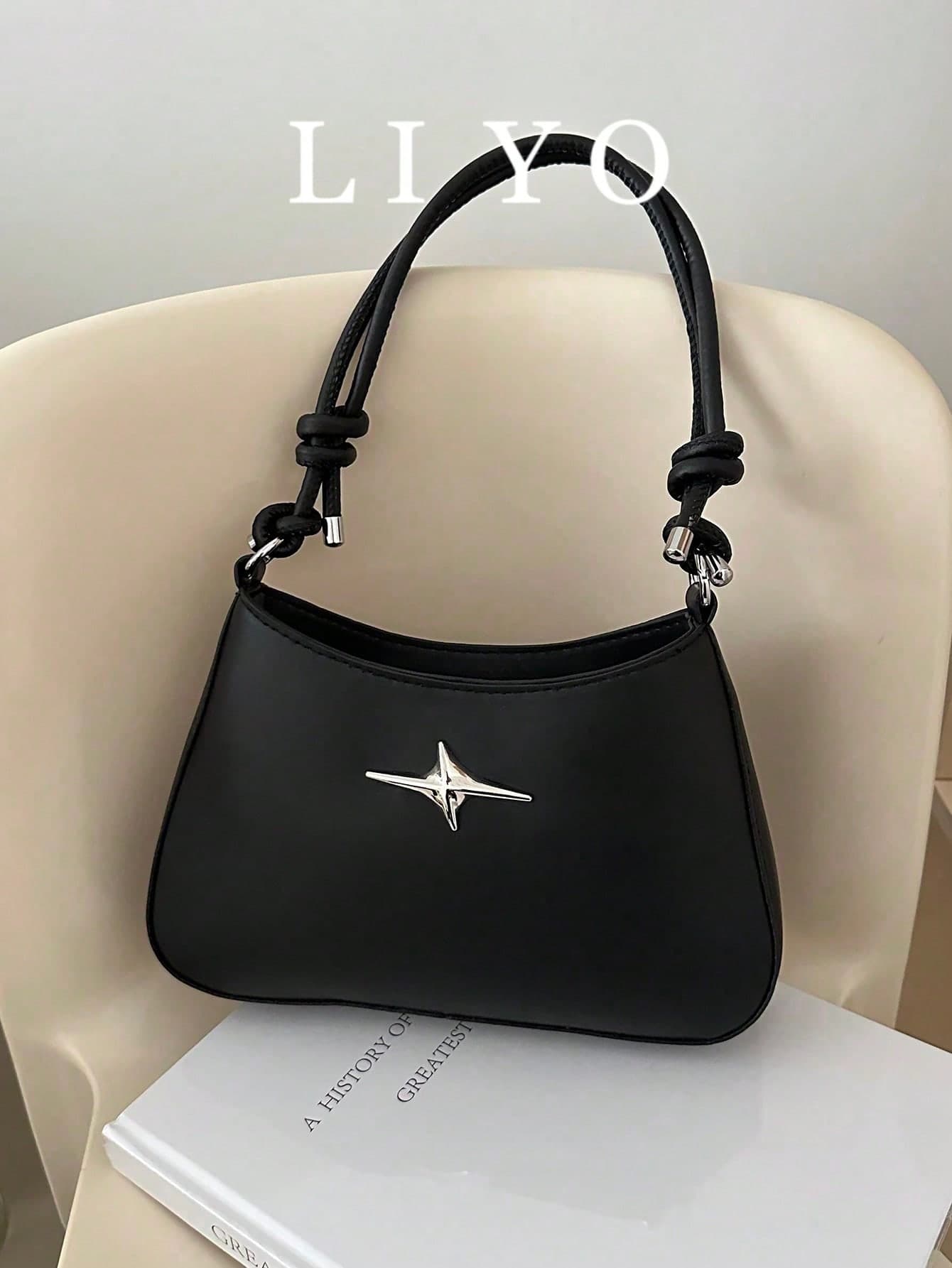 Fashionable Minimalist Style Women's Shoulder Bag, Underarm Bag, Color Block Black & White Crossbody Bag