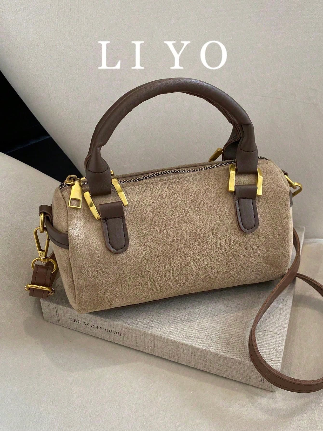 Premium Stylish Handbag For Women, New Versatile Round Zipper Shoulder Messenger , Suede PU Leather Boston , Perfectly Matching With Fall Outfits