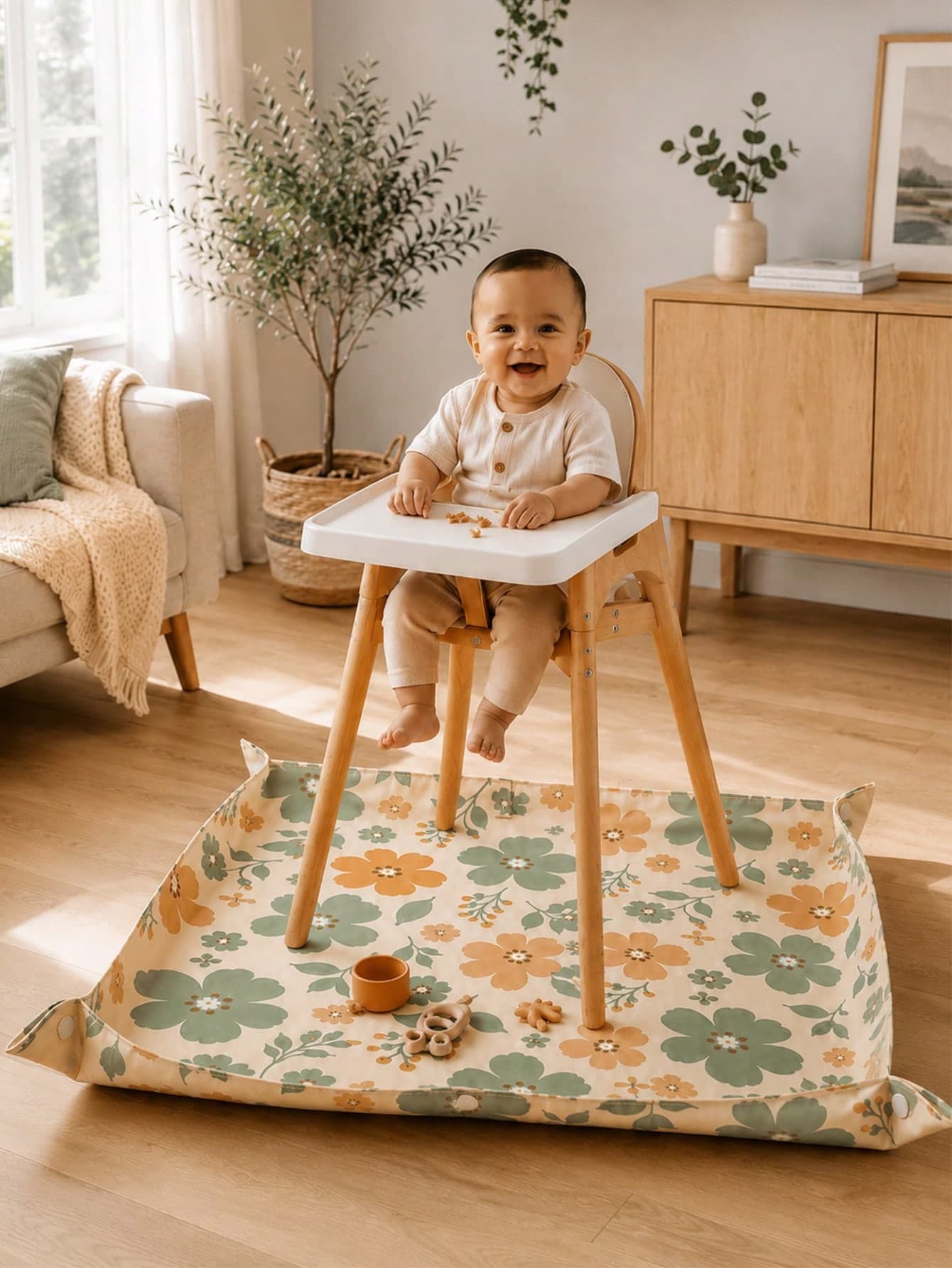 1pc Baby Floor Mat/High Chair Mat, Waterproof Baby Stain-Resistant Mat, Washable Floor Dirt-Proof Mat, Suitable For Feeding And Playing