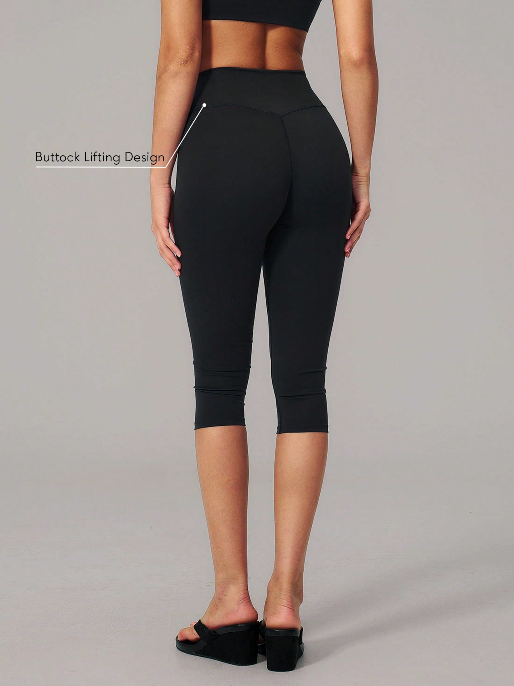 Sodalemon Women's Elastic Yoga Capris, No Front Seam Design, Sports Fitness Training Running Casual Capris