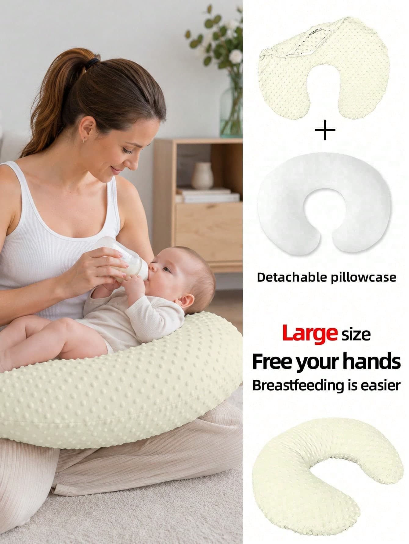 1PC Large Baby Nursing Pillow, Breastfeeding Pillow, Maternity Pillow, Multifunctional Feeding Pillow, Anti-Spit-Up Baby Pillow, Soft Baby Pillow, Nursing Supplies For Moms, Upgraded Comfortable Nursing Pillow, Essential For Newborns, Boys And Girls, All Seasons, Perfect Gift