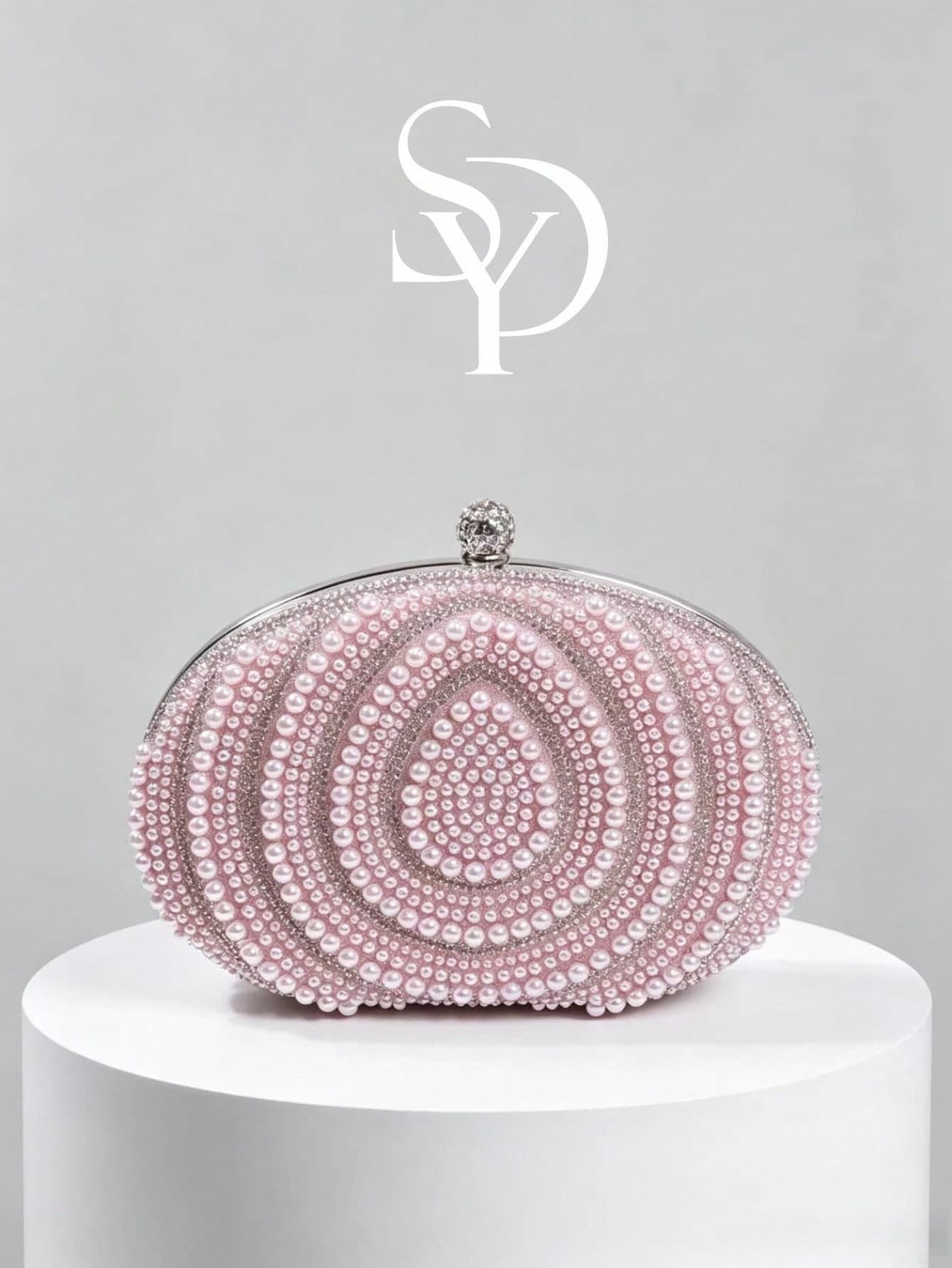 Elegant Water-Drop Shaped Silver Pearl Evening Clutch, Designed For Cheongsam And Formal Dresses, High-End Engagement Handbag With Metal Chain, Exuding Sophisticated Socialite Style, Suitable For Parties, Weddings, Graduation Balls, Evening Banquets/Events And Other Occasions
