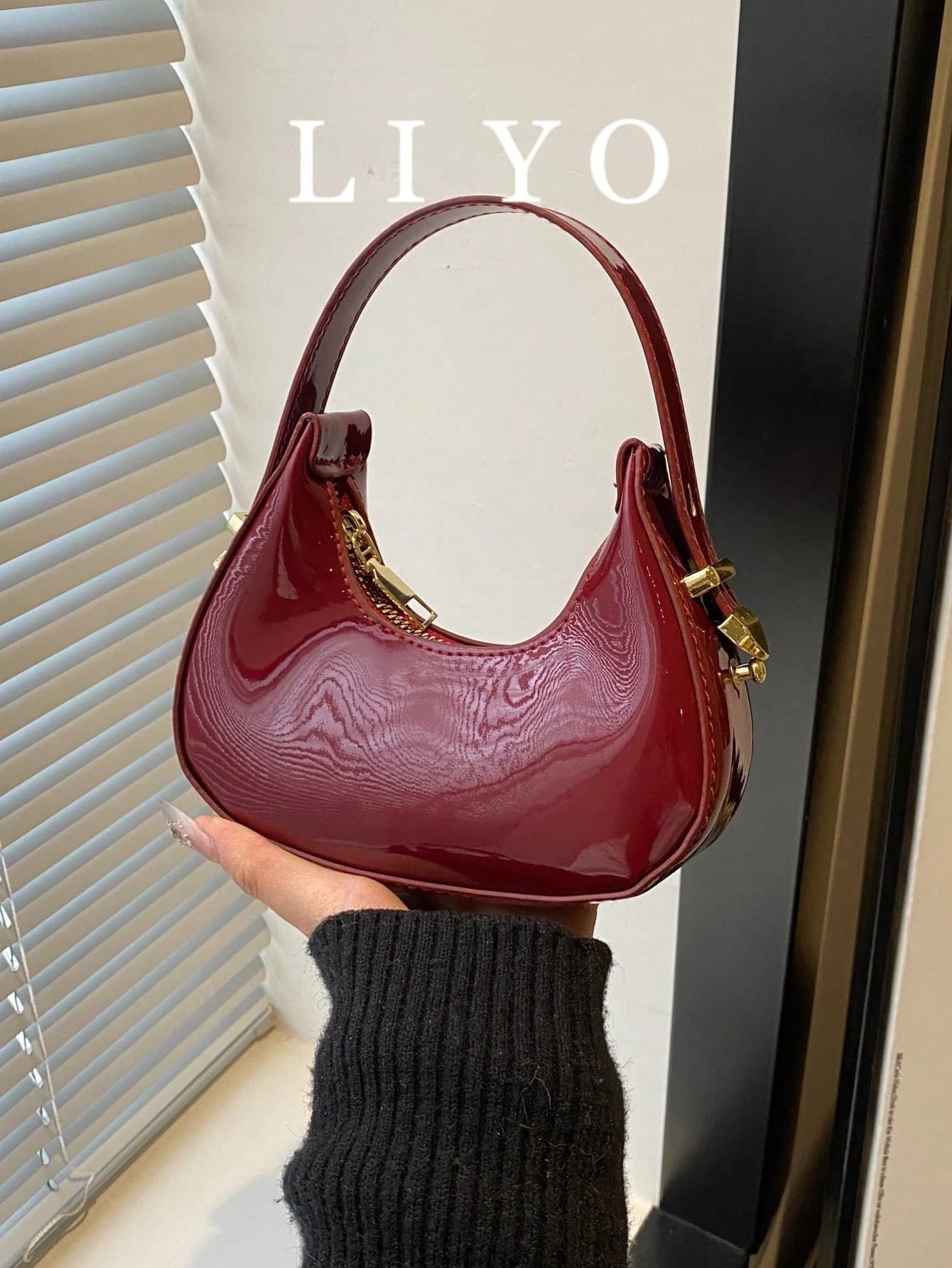 Mini Cute Mirror Lacquer Shiny Crossbody Bag For Women, Fashionable High-Quality Lightweight Handbag , Kawaii
