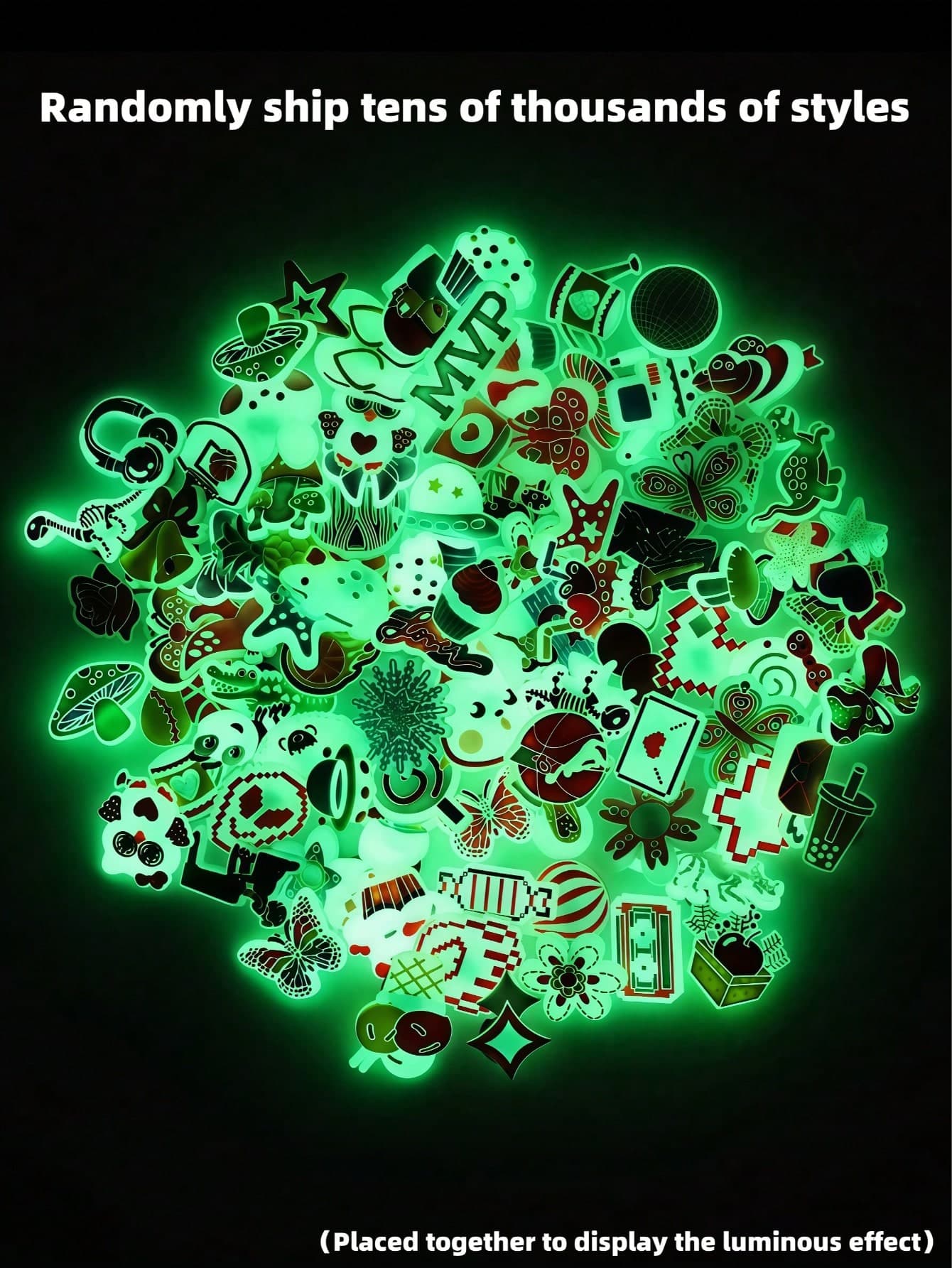 10/20/30/40/50/80/100Pcs Glow In The Dark Random Cute Charms, Unisex Decoration For Bracelets, Shoes, Jackets, Wallets And More (Various Styles, Handmade With Possible Minor Glue Residue Or Defects On Back, Not Affecting Normal Use)