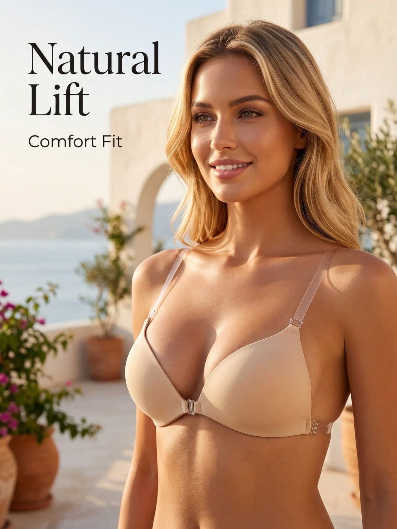 Seamless Adhesive Bra For Women, Summer Invisible Push-Up Anti-Slip Breast Pads, Detachable Transparent Shoulder Straps, Backless Lingerie, Black And Nude Colors Available