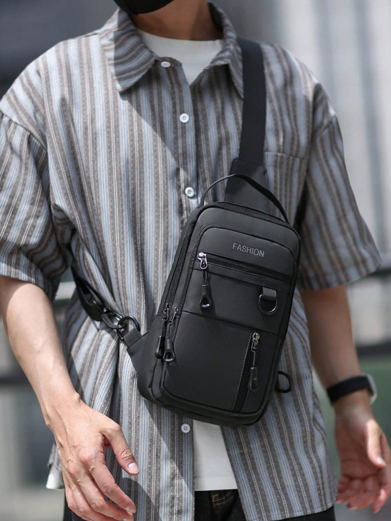1pc Fashionable Chest Bag Crossbody Bag Shoulder Bag For Men, With Adjustable Shoulder Strap, Suitable For Travel, Hiking, Jogging, Cycling, College Backpack, Shoulder Bag, Cycling Bag, Student Bag, Large Capacity Multifunctional Outdoor Portable Bag, Wallet, Side Bag, Mini Bag, Waist Belt, Men's Essential Bag, Wallet, Sports Bag, Graduation Small Bag, Men's Shoulder Bag, Men's Waist Bag, Men's Waist Belt Bag, Running Accessories, Tool Bag