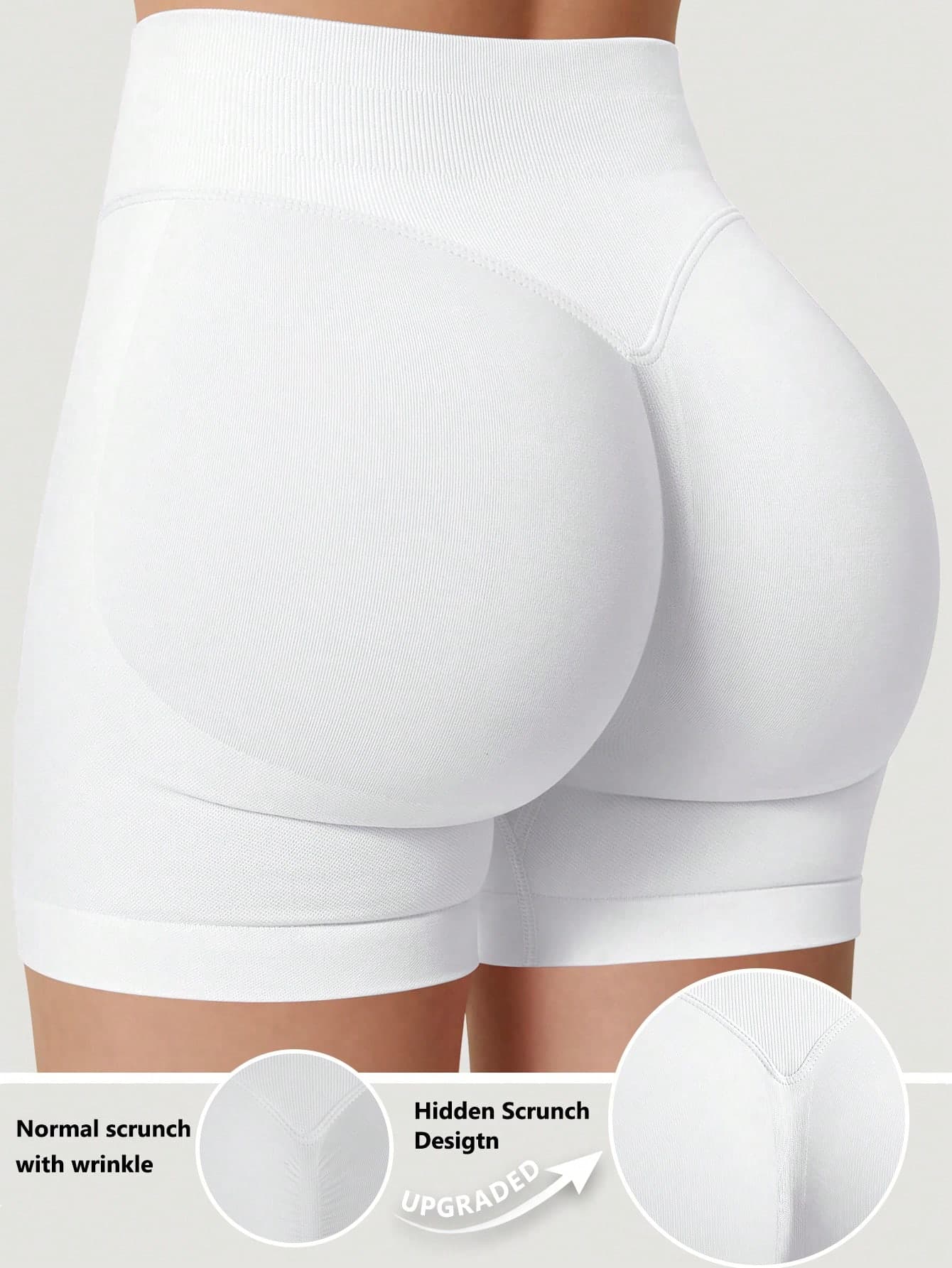 Seamless High Waisted Butt Lifting Workout Shorts For Women, Tummy Control No Front Seam Squat Proof 4 Way Stretch Gym Yoga Biker Shorts, Sports