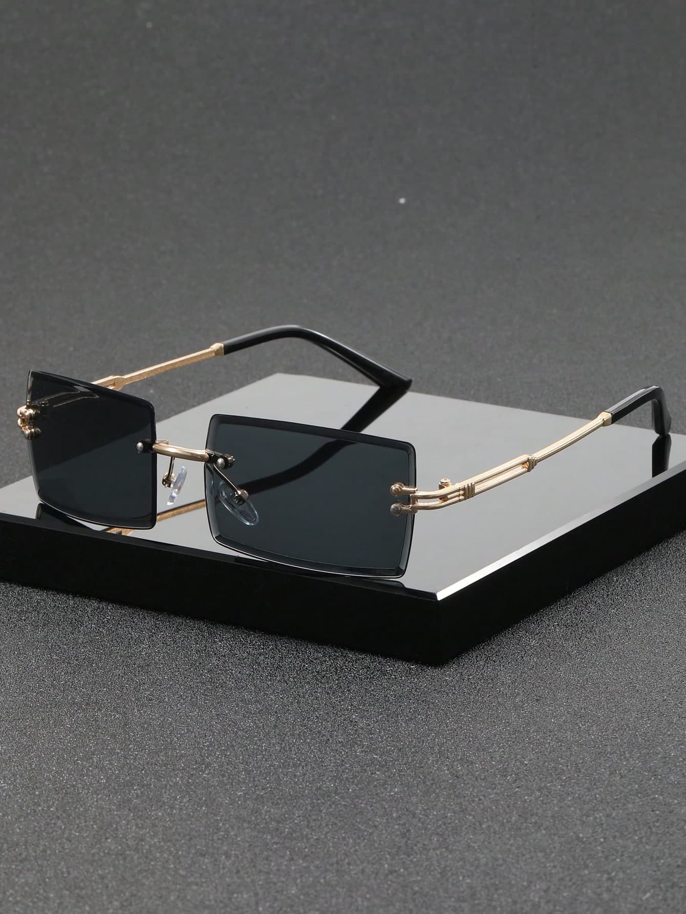 1 Pair Unisex Frameless Cut Edge Metal Fashion Fashion Glasses, Suitable For Daily Wear, Business Casual And Social Gatherings