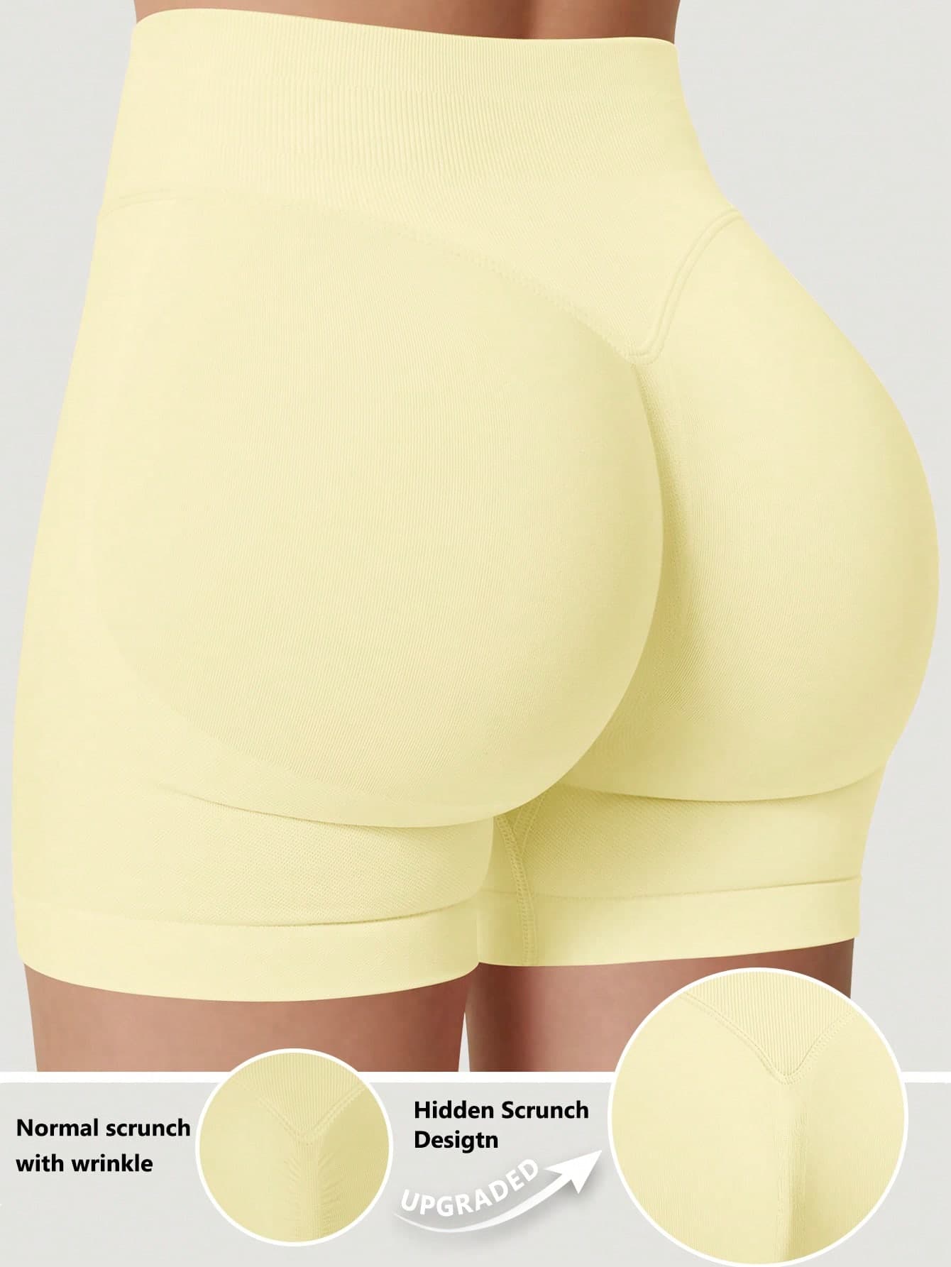 Seamless High Waisted Butt Lifting Workout Shorts For Women, Tummy Control No Front Seam Squat Proof 4 Way Stretch Gym Yoga Biker Shorts, Sports