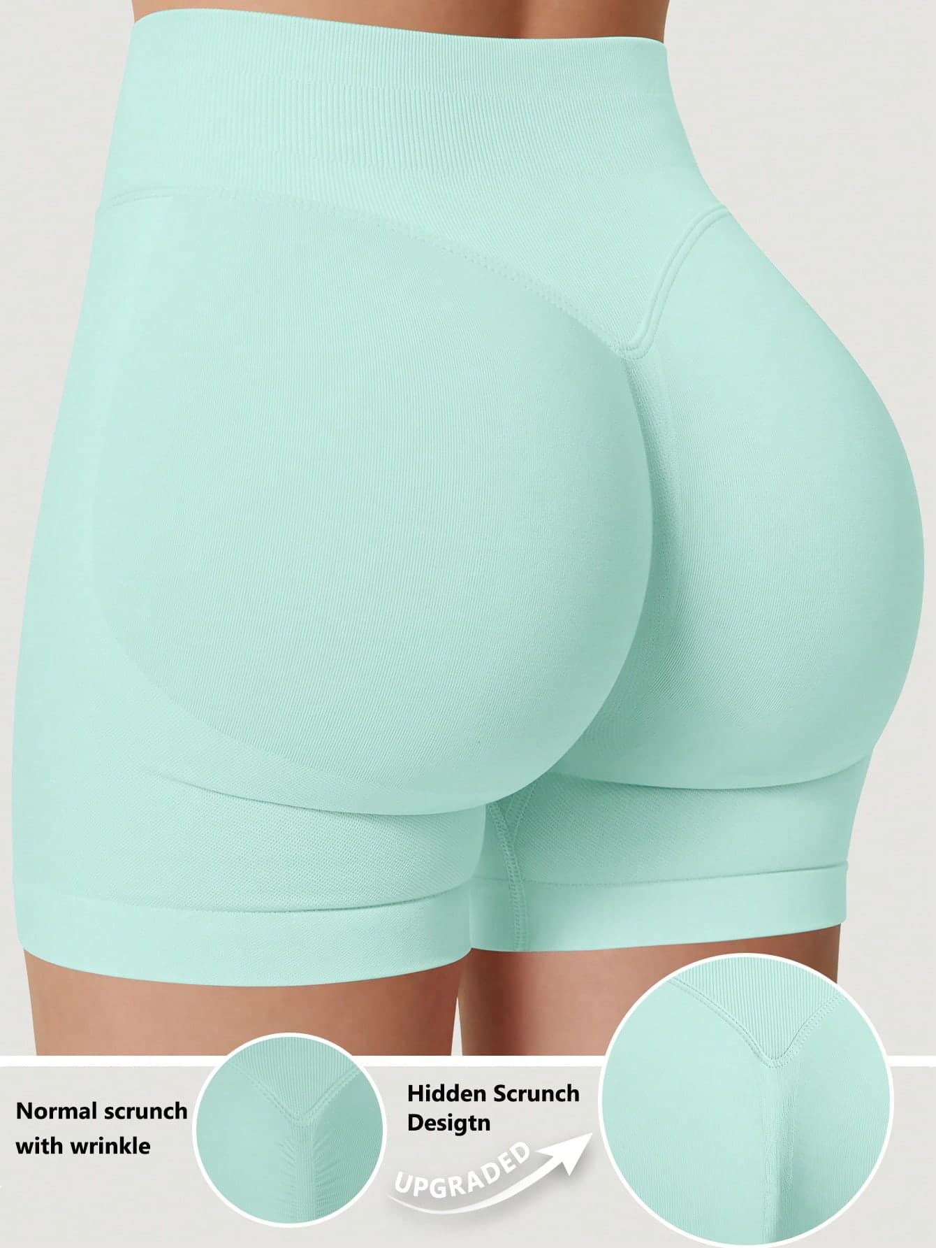 Seamless High Waisted Butt Lifting Workout Shorts For Women, Tummy Control No Front Seam Squat Proof 4 Way Stretch Gym Yoga Biker Shorts, Sports