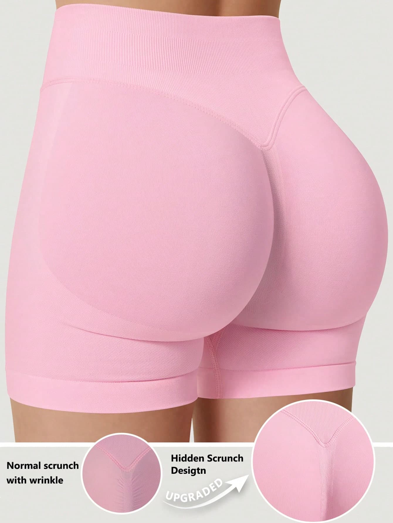 Seamless High Waisted Butt Lifting Workout Shorts For Women, Tummy Control No Front Seam Squat Proof 4 Way Stretch Gym Yoga Biker Shorts, Sports