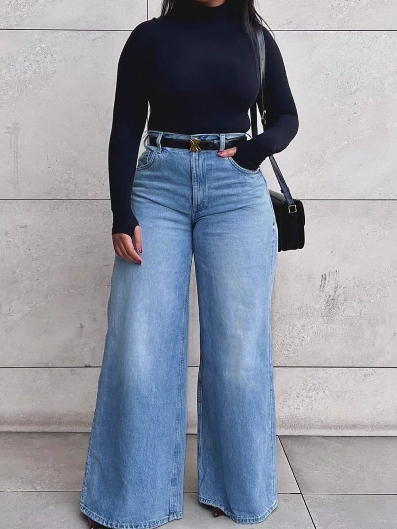 Plus Size Women's Vintage Casual Loose Straight Leg Denim Jeans