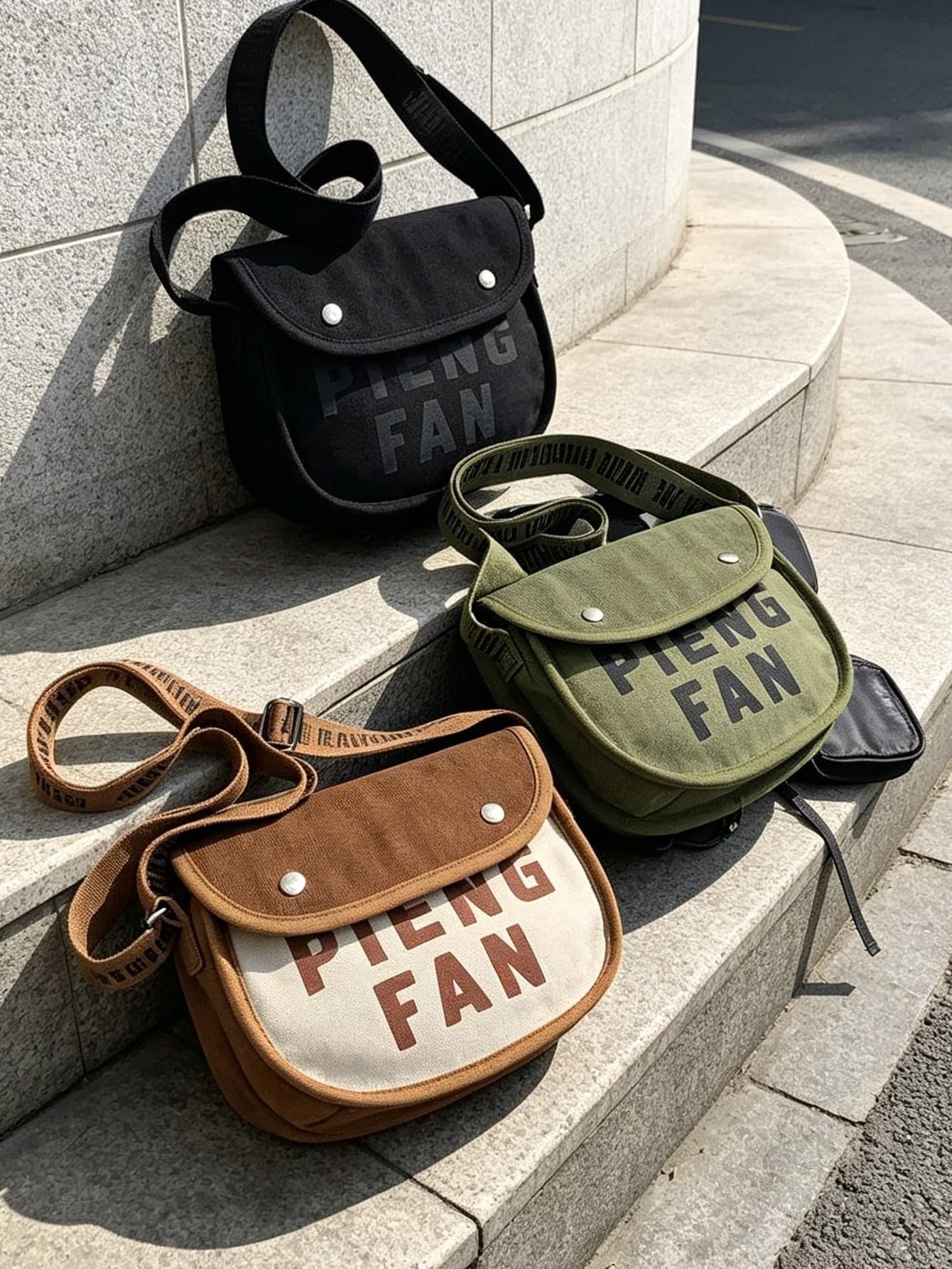 PIENG FAN Vintage Canvas Crossbody Bag, Men's Shoulder Bag, Adjustable Strap, Multi-Pocket Large Capacity Commuter Bag, Casual Travel Work Tool Bag, Back To School Essential, Camping Outdoor Travel Essential, Dad Gift, Boyfriend Gift, Back To School Season Must-Have