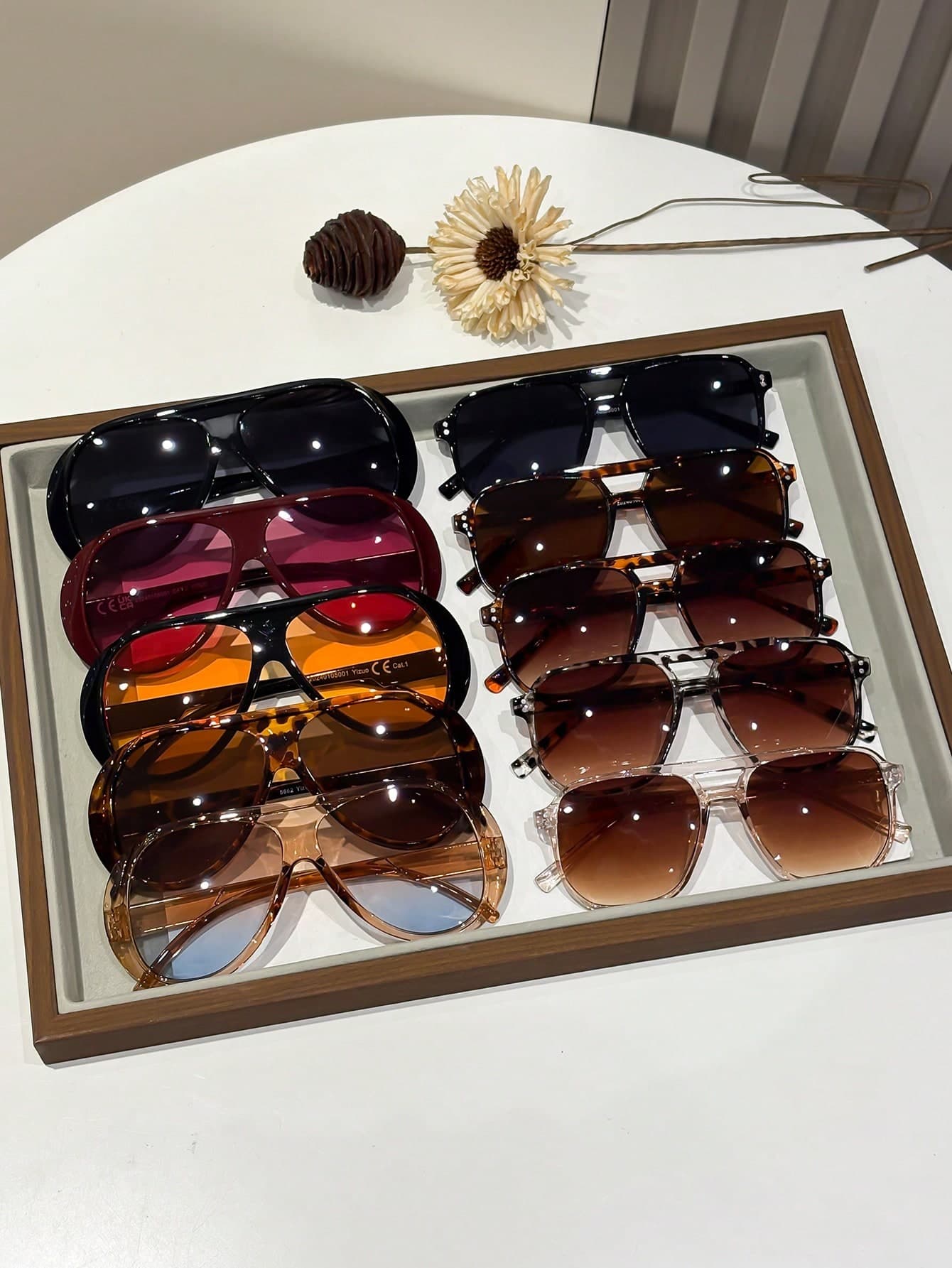 10 Pairs Casual Dopamine Leopard Print Plastic Asymmetrical Large Frame Square Wrap-Around Women's Glasses Set, Design, Suitable For Street Photography, Parties, Outdoor Leisure Activities, Ideal For Beach Parties, Outfits And Party Decor