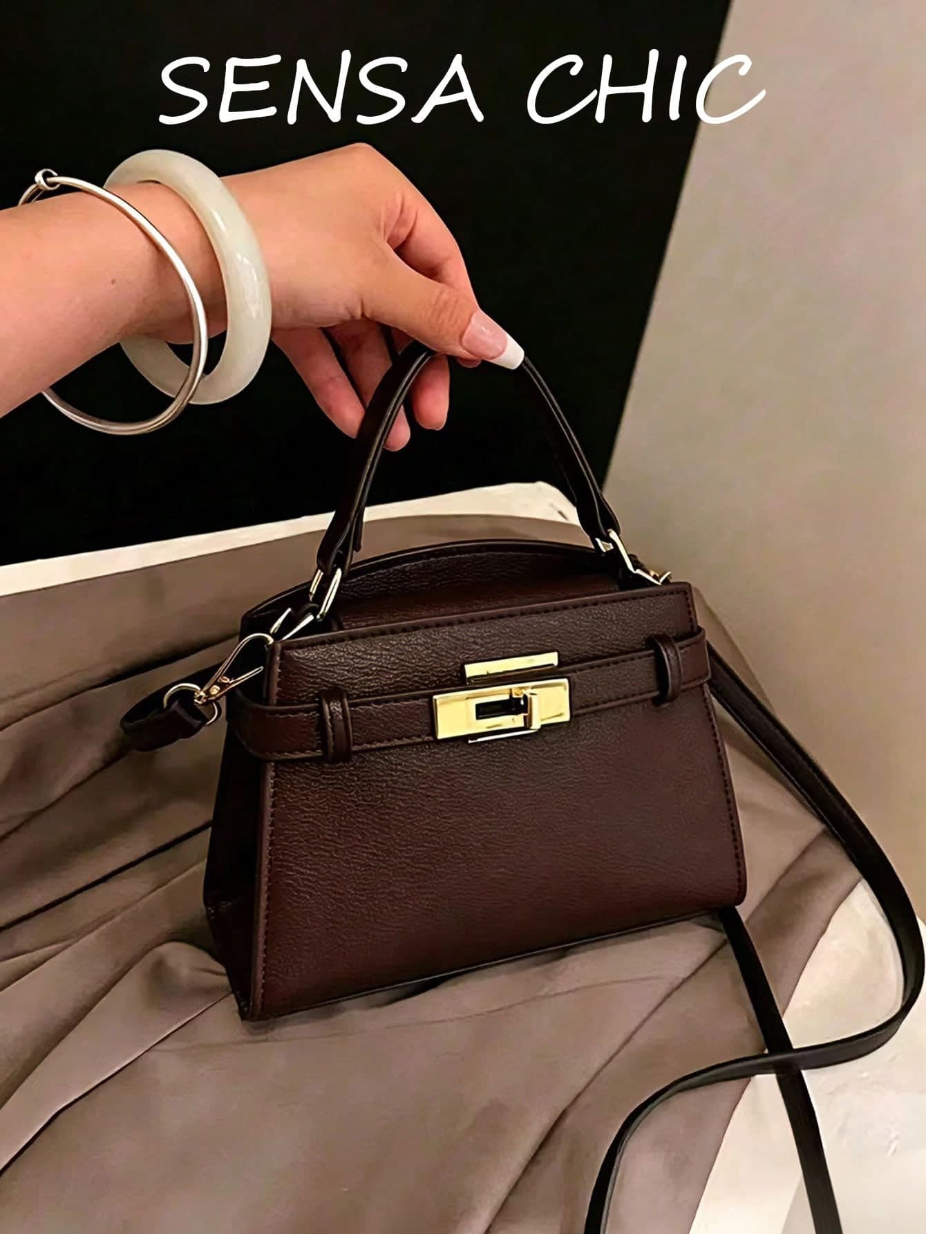 New Women's Frayed Edge Design Handbag PU Fabric Small Handbag, Women's Wallet Twist Lock Closure Design With Long Crossbody Strap, Elegant Wallet Suitable For Travel, Shopping, Commuting, Office, Gatherings And Campus Parties, Attending Favorite Holiday Events.