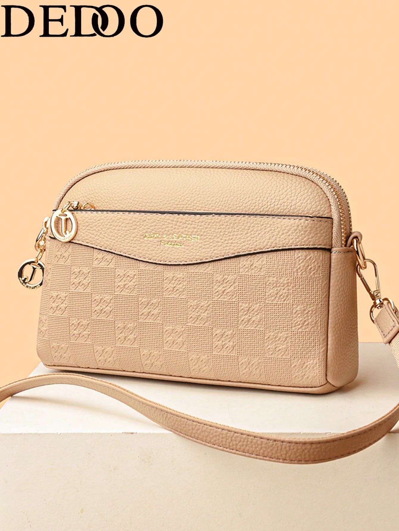 Dedoo Vintage Lychee Embossed Embossed Crossbody Bag, Vintage PU Leather Shoulder Bag, Women's Versatile Handbag/Wallet