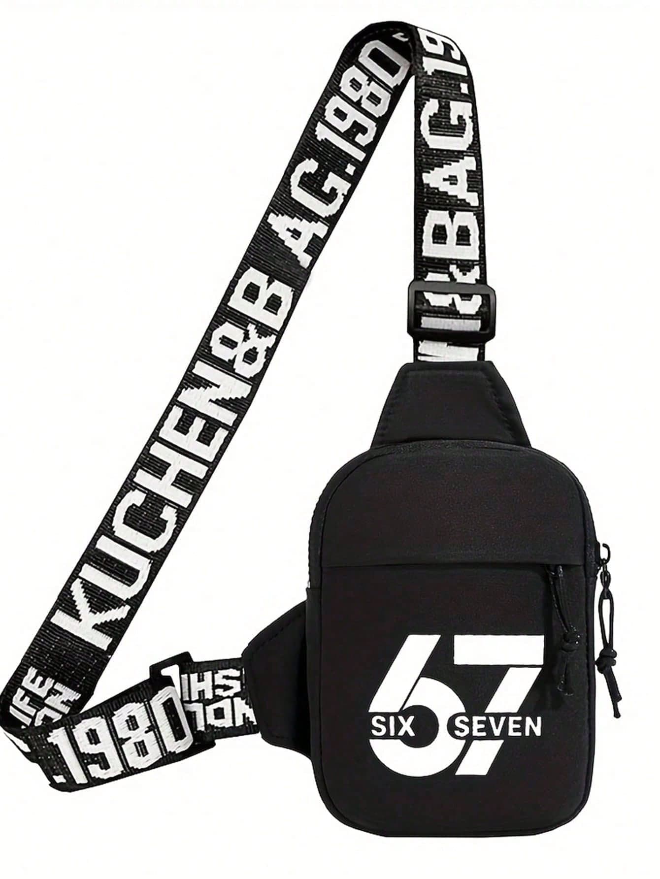 Personalized New Men's Milan Print Chest Waist Bag, Portable One Shoulder Phone Bag, Casual Multi-Purpose Commuter Crossbody Bag
