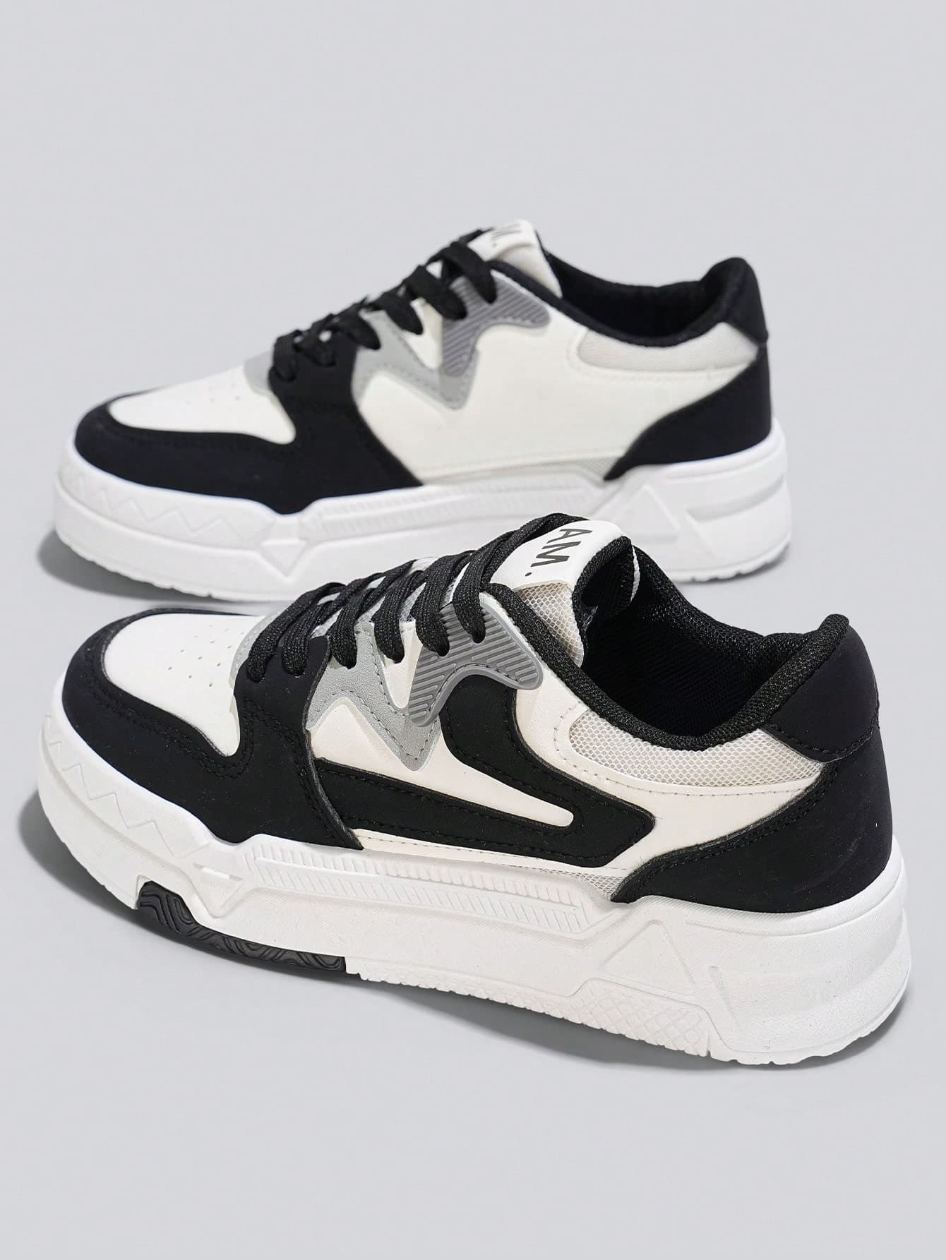 Flipark Plus Size Women's Thick Sole Casual White Sneakers, 2025 New Autumn Style Student Campus Hong Kong Wind Vintage Panda Pattern Outdoor Travel Shoes