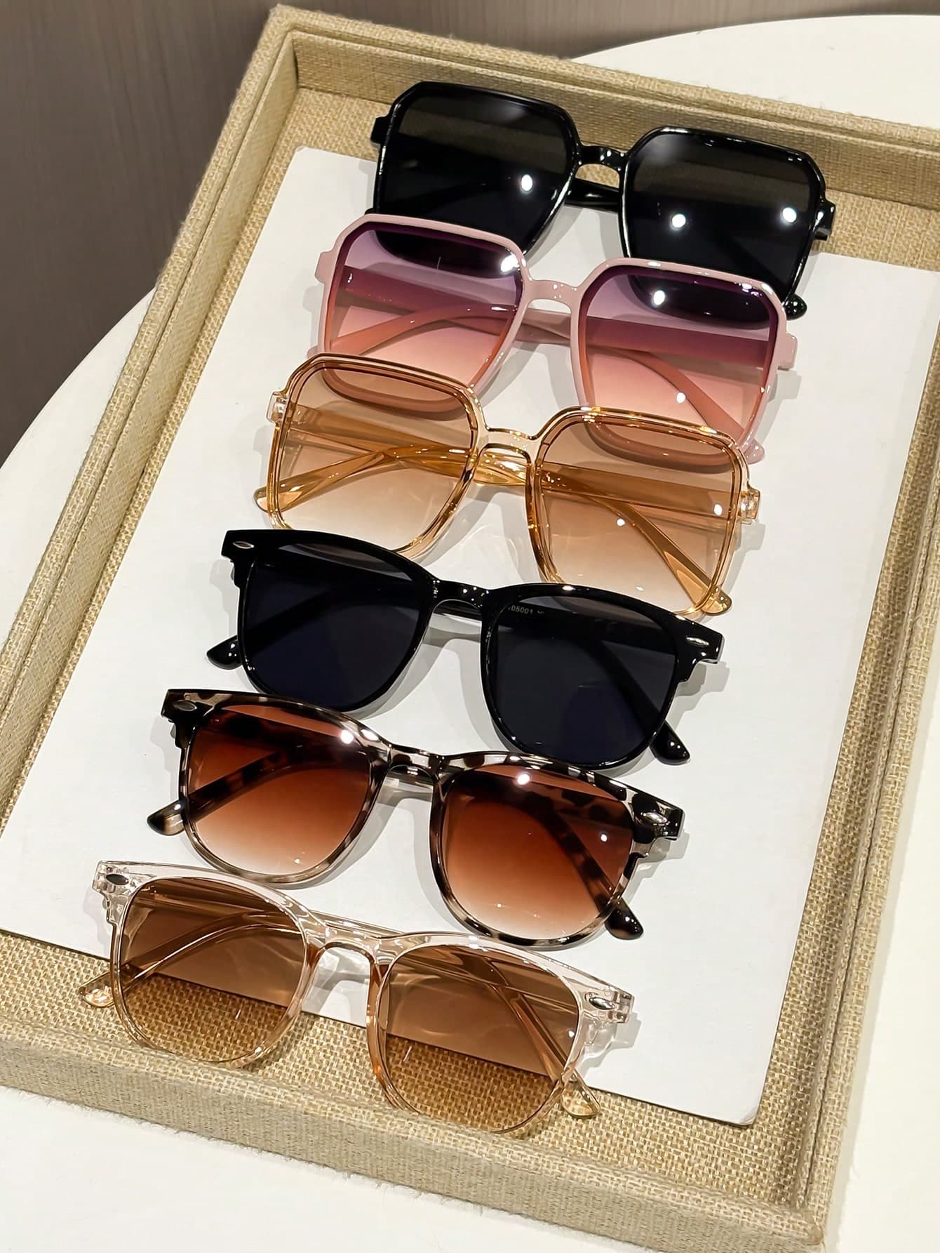 6 Pairs Casual Dopamine Plastic Leopard Print Square Asymmetrical Frame Women's Glasses Set, Design, Suitable For Street Photography, Party, Outdoor Leisure Activities, Dating Outfits And More, Fits All Face Shapes