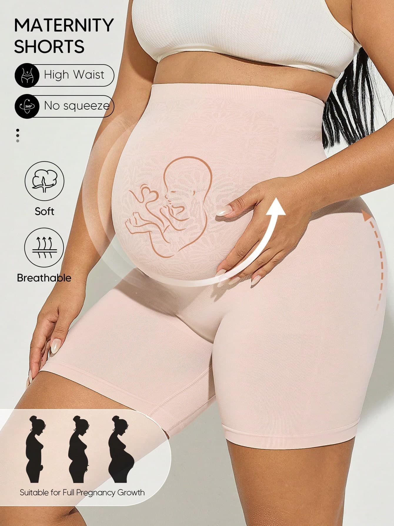 Suprenx High Waist Maternity Shorts Seamless High Elastic Soft Basic Underwear Shorts Back To School Season