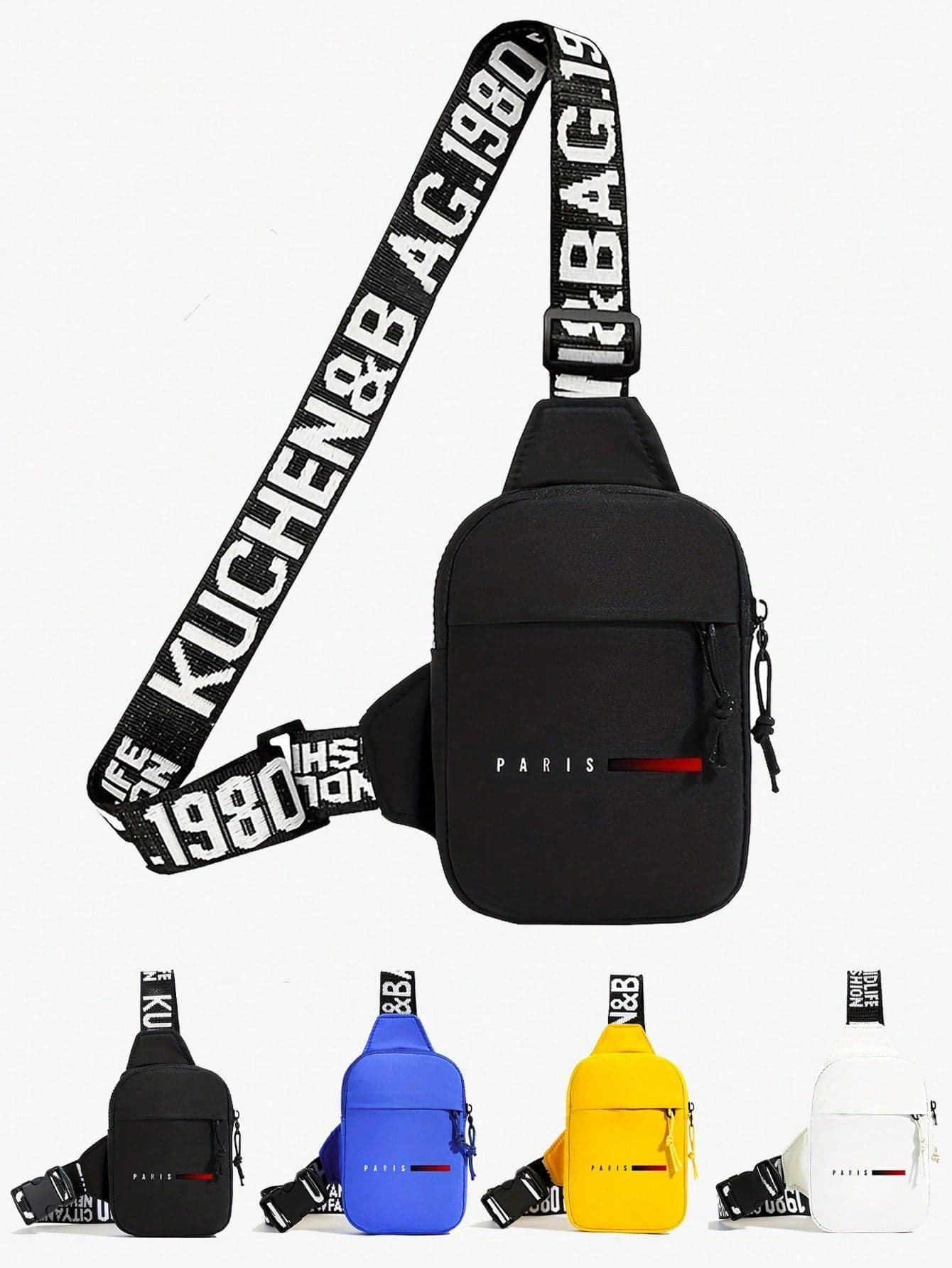 Personalized New Men's Milan Print Chest & Waist Bag, Portable One Shoulder Phone Bag, Casual Multi-Purpose Commuter Crossbody Bag