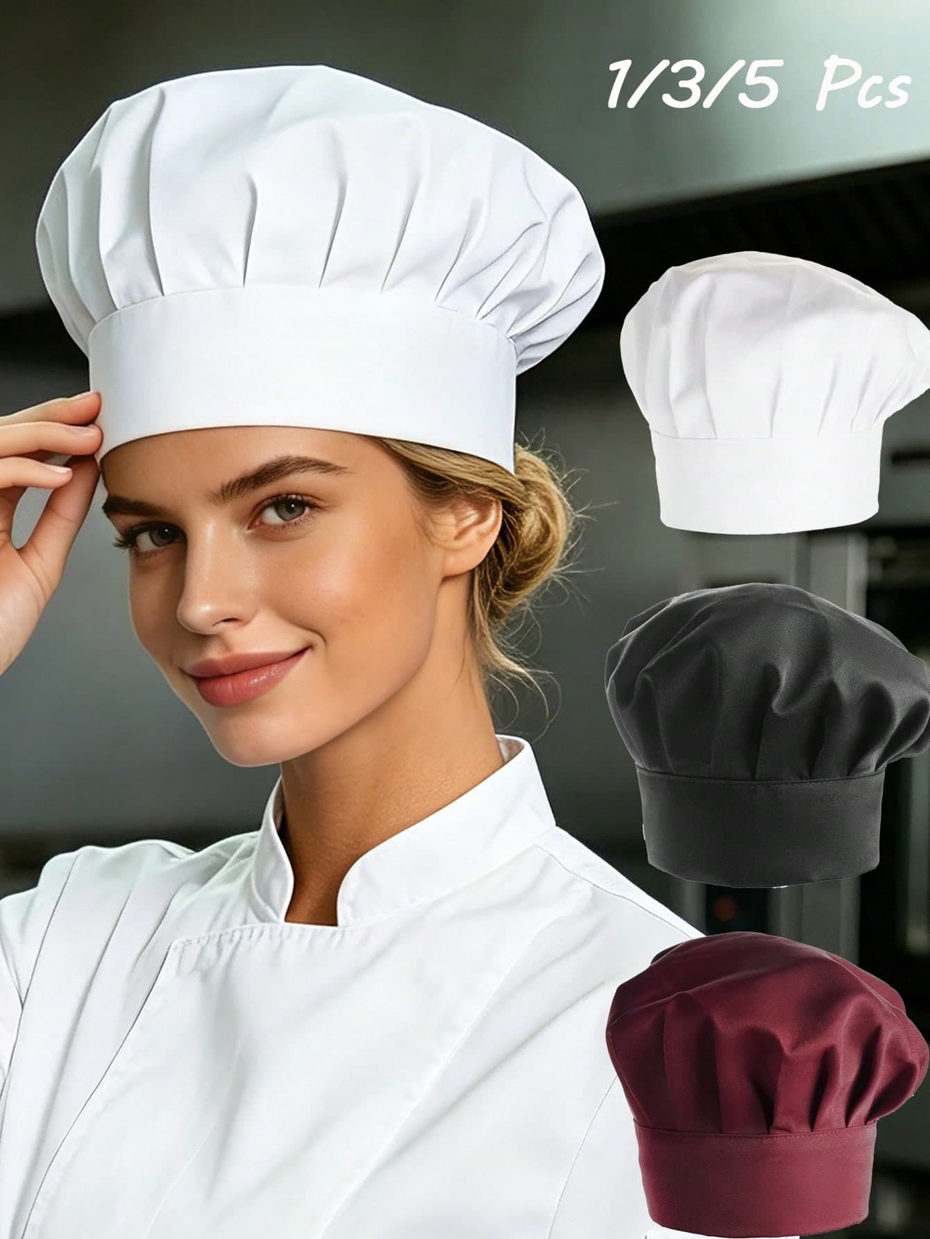 1/3/5 Pcs Adjustable Chef Hat Unisex, Suitable For Cooking, Dust Protection, Hair Cover In Kitchen, Bakery, Restaurant, Chef Uniform, Daily Use