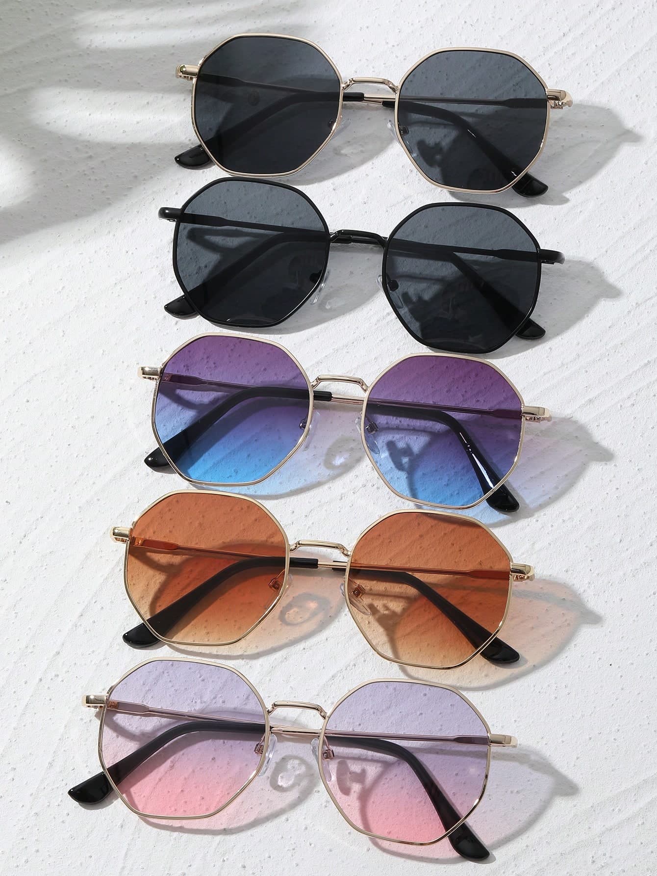 5 Pairs Women's Vintage Geometric Full Frame Sunglasses, Versatile, Timeless, Suitable For Outdoor Leisure Activities, Camping, Parties, Beach, Fits All Face Shapes