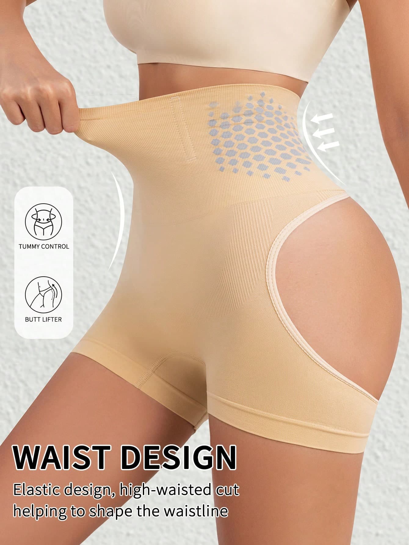 Women's Seamless Hollow Out Breathable Panties, Butt Lift And Tummy Control Design