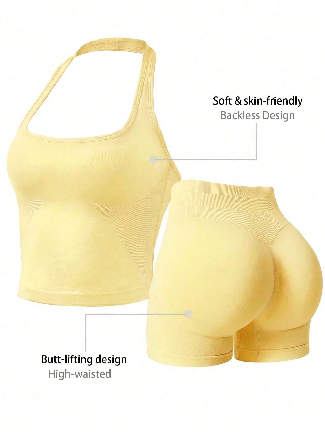 Women's Outdoor Sports Set: Tank Top + Shorts, Versatile For Daily Wear, Slimming Fit, Butt-Lifting, Lightweight And Sweat-Absorbing