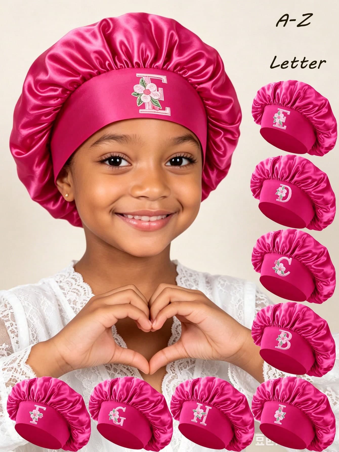 1PC Toddler Children 26 Letter Children's Smooth Satin Bonnet Fashionable And Comfortable Sleep Cap, Breathable And Non-Slip, Daily Hair Care Hat