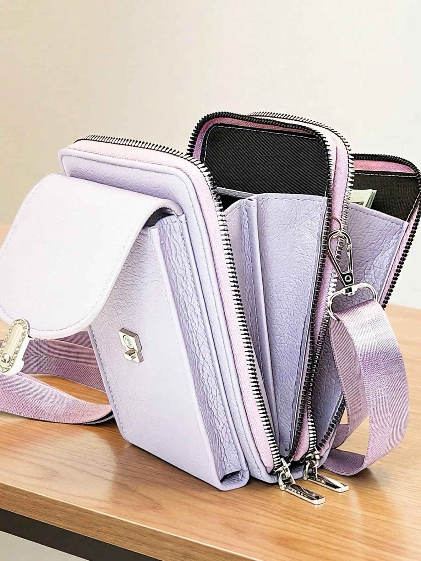MINGYOU New Crossbody Wallet, Soft Dual Zipper, Multi-Function Large Capacity Phone Bag, Sweet Cute Delicate Women's Young Student Crossbody Bag, Suitable For Shopping, Dating, Gift Giving
