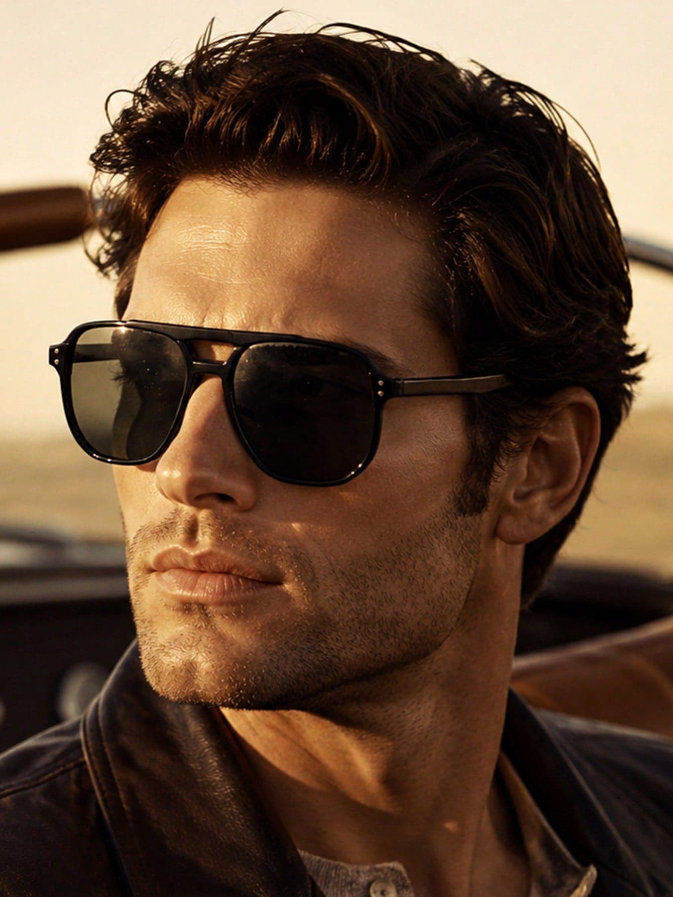 1 Pair Unisex Double Bridge Rivet Classic Aviator Frame Sunglasses, Retro Casual UV Protection Polarized Shades, Versatile Sun Glasses For Driving And Commuting