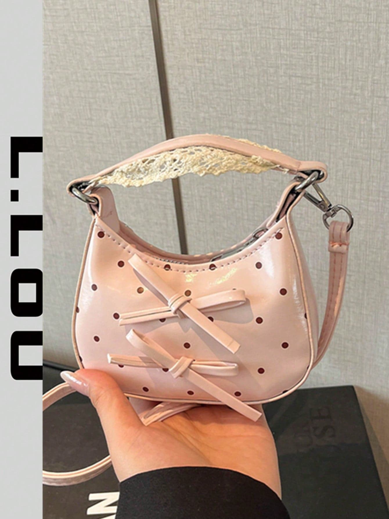2026 Summer New Artistic Polka Dot Bow Knot Handbag For Women, Fashion Versatile Lace Tote Shoulder Crossbody Bag