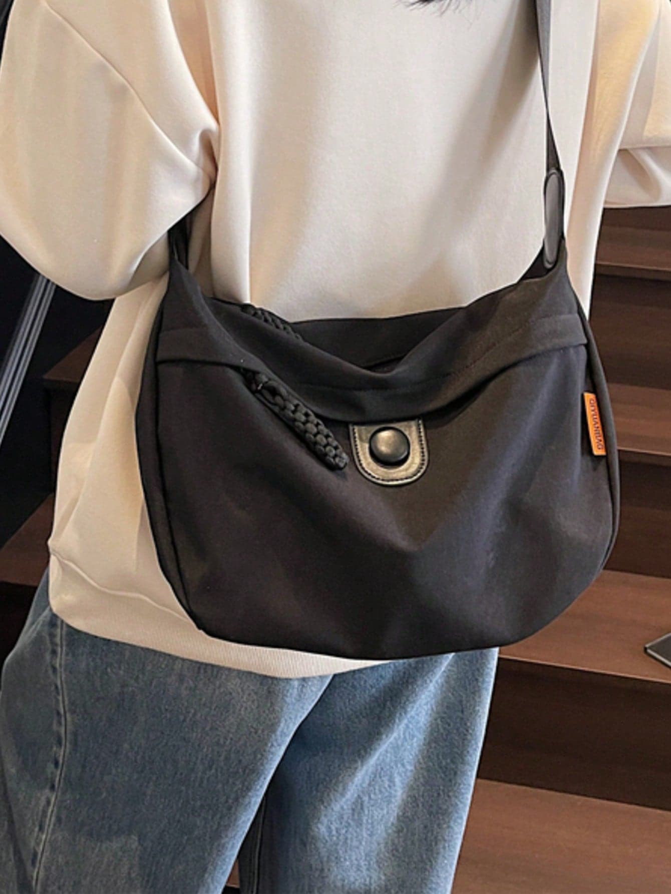 34cm * 13cm * 22cm, Canvas Shoulder Bag, Shoulder Bag, Messenger Bag, Solid Color Shoulder Bag, Women's Shoulder Bag, Men's Shoulder Bag