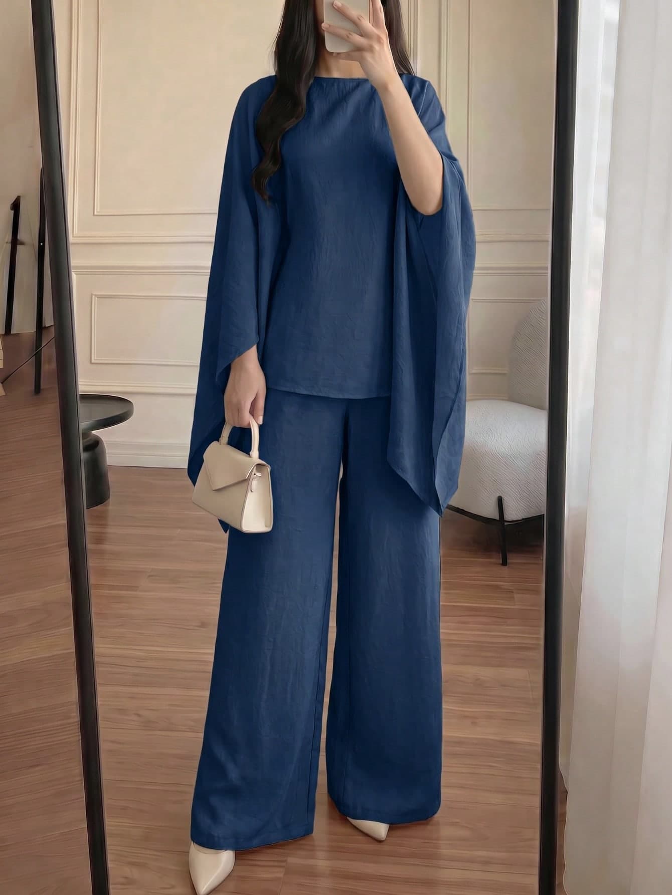 Women's Holiday Casual Elegant Cinched Waist Batwing Sleeve Loose Suit
