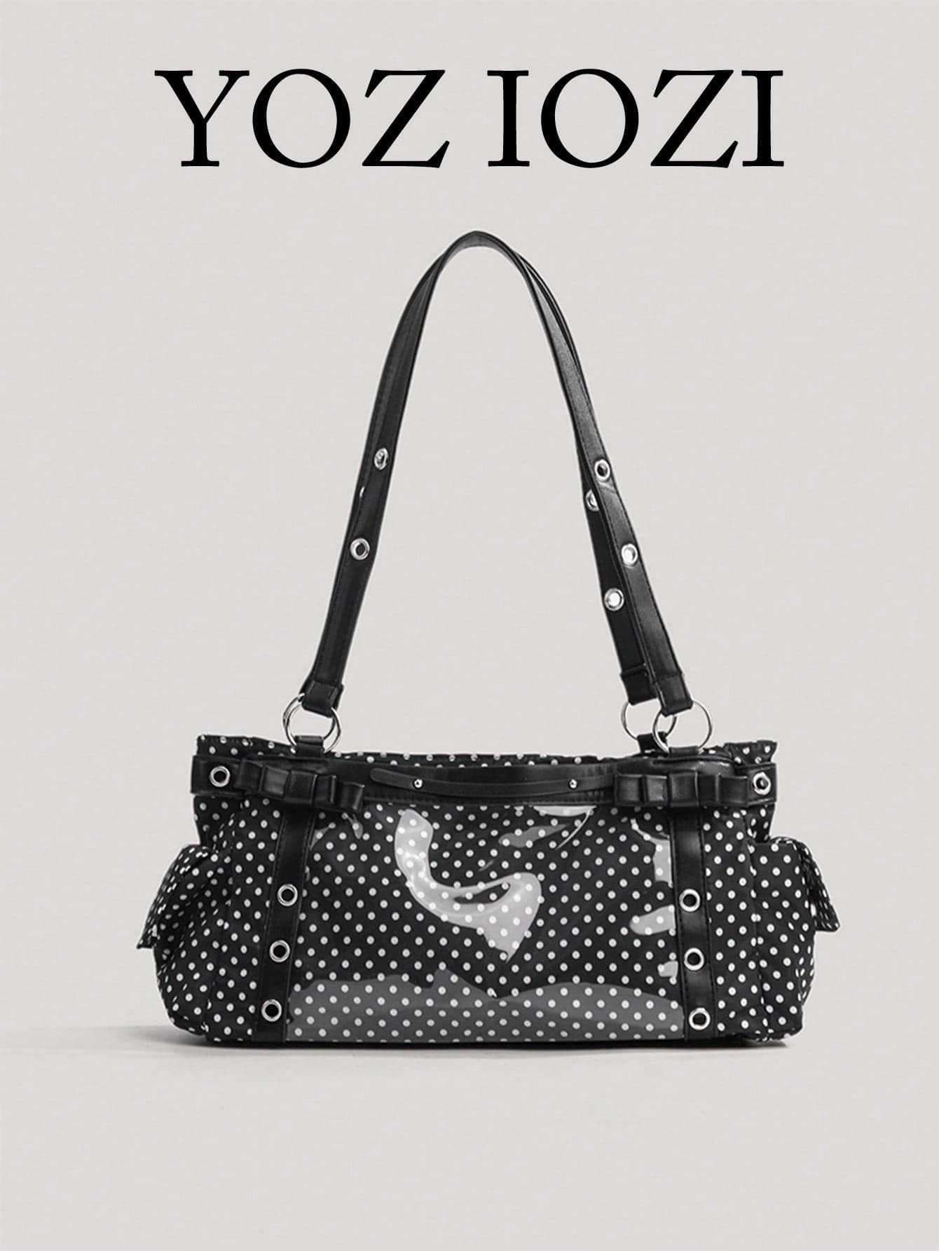 Japanese & Korean Style Ins Sweet Niche Fashion Vintage Polka Dot Tote Bag Women's Commuter Handbag College Style Crossbody Shoulder Handbag