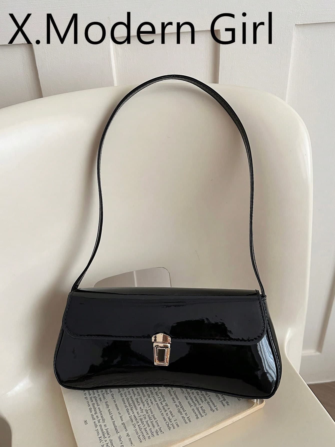Fashionable New Solid Color Metal Decor Shoulder Bag, Versatile Minimalist Elegant Underarm Bag For Women, Suitable For Shopping, Wallet, Shopping, Young Women, College Students, New Professionals, White-Collar Workers. They Are Perfect For Office, University, Work, Business, Hard Work, Outdoor Activities, Travel And Outings