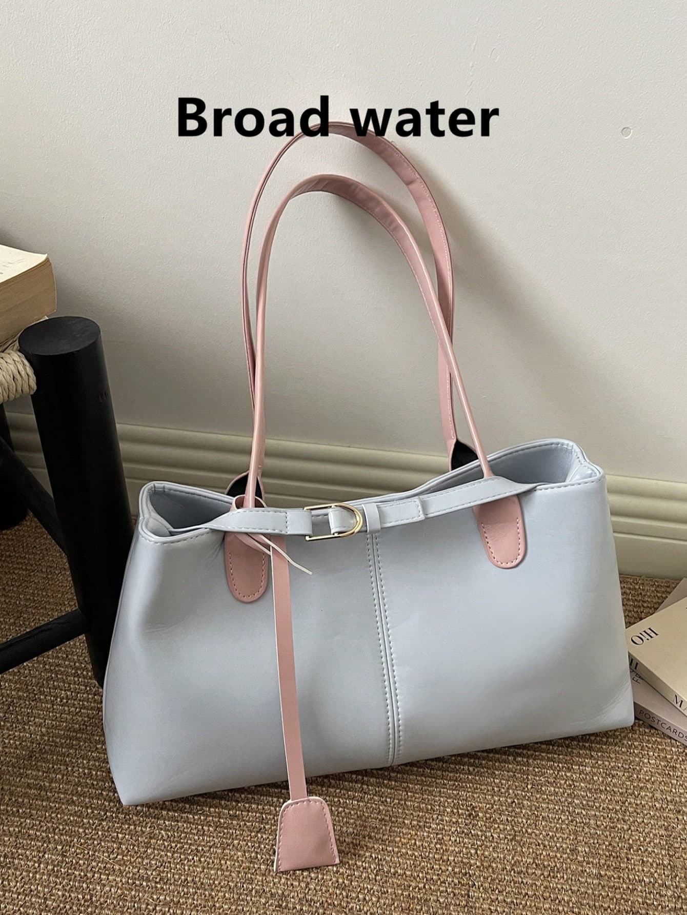Elegant Shoulder Bag New Casual Large Tote Bag Women's Fashion Tag Decor Large Capacity Multi-Use Hand Carry Casual Tote Shoulder Commute Shopping Bag