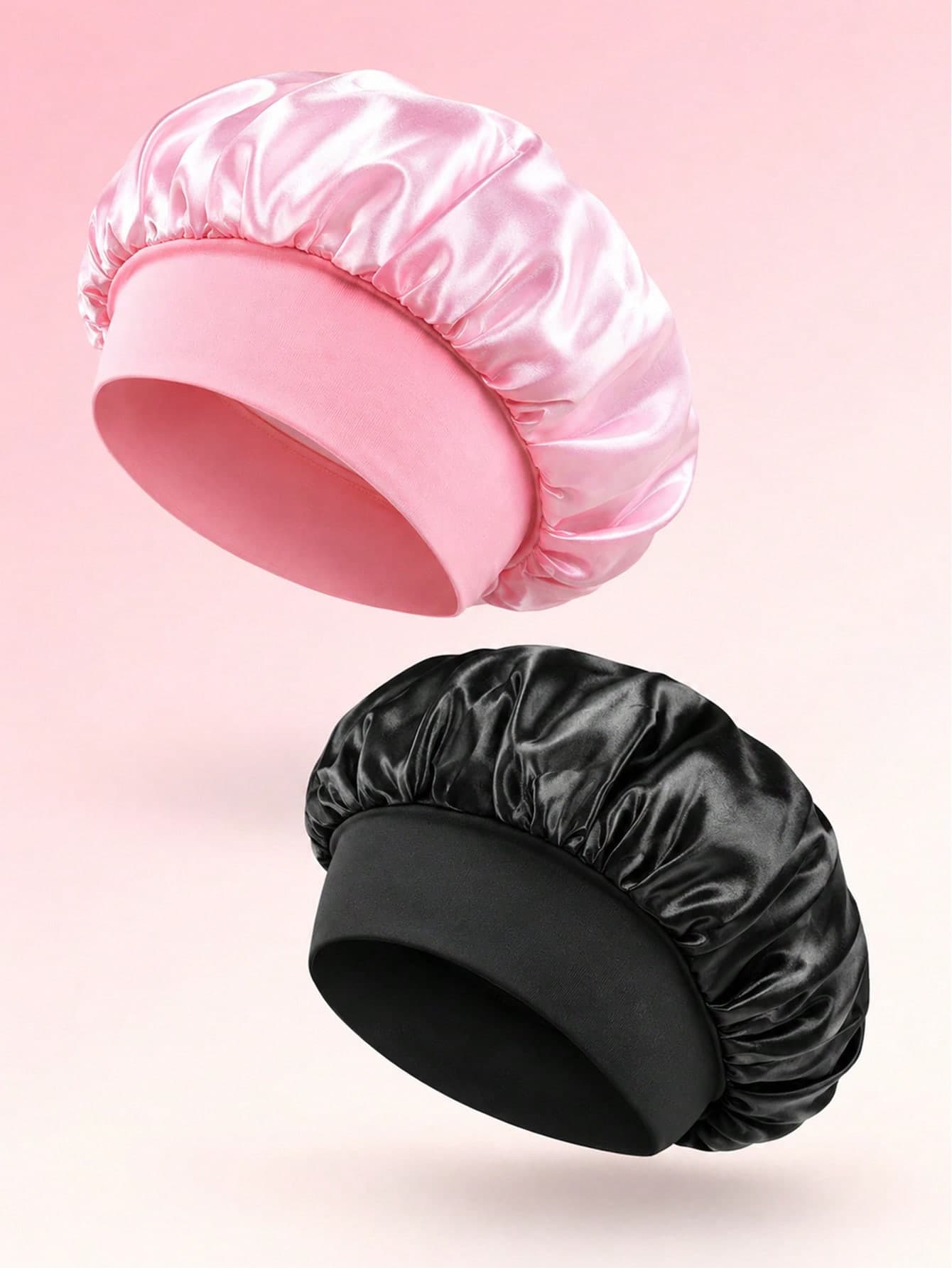 1/2/3/4pcs Silk Sleep Cap, Satin Headscarf, Soft Elastic Band Silk Sleep Cap, Silk Headscarf Suitable For Curly Hair (Black Gold)