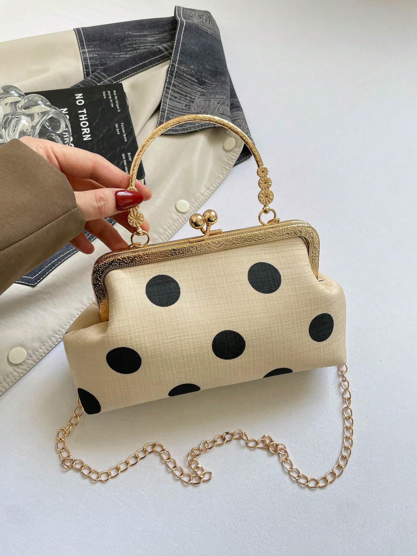 PU Leather Crossbody Bag For Women, Vintage Clasp Handbag, Adjustable Shoulder Strap, Solid Color Lightweight Shoulder Bag With Polyester Lining