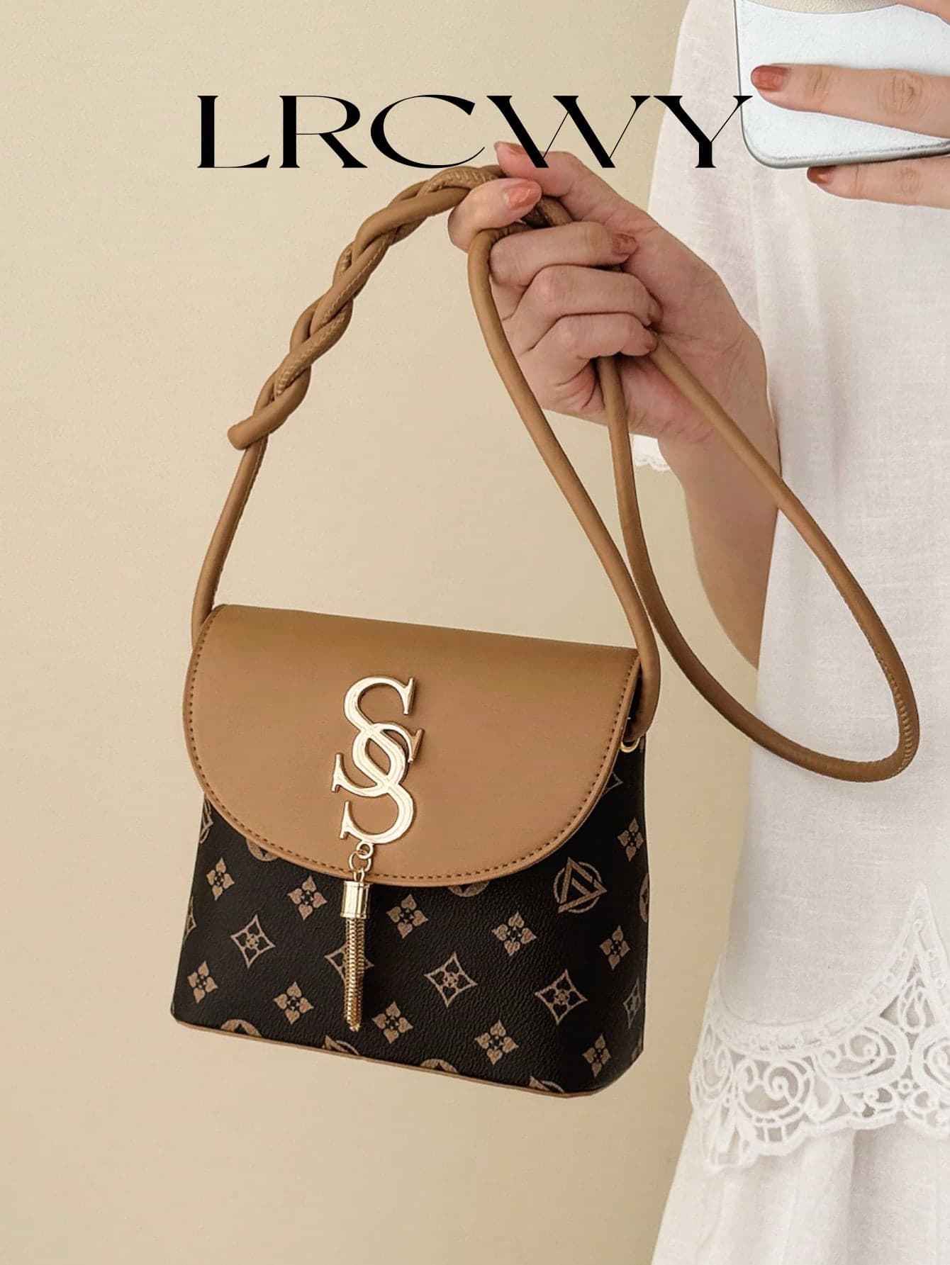 Women's Fashionable Elegant Tassel Crossbody Phone Bag, Suitable For Shopping And Commuting, Brown