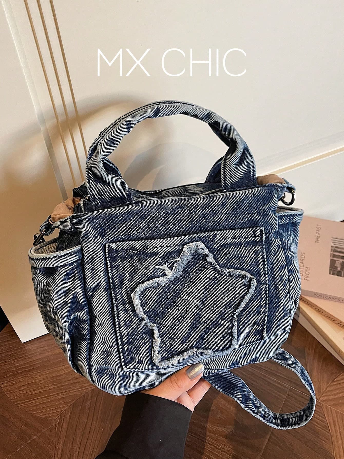 Autumn/Winter New Handheld Tote Bag, Niche Casual Colorblock Women's Canvas Shoulder Crossbody Bag