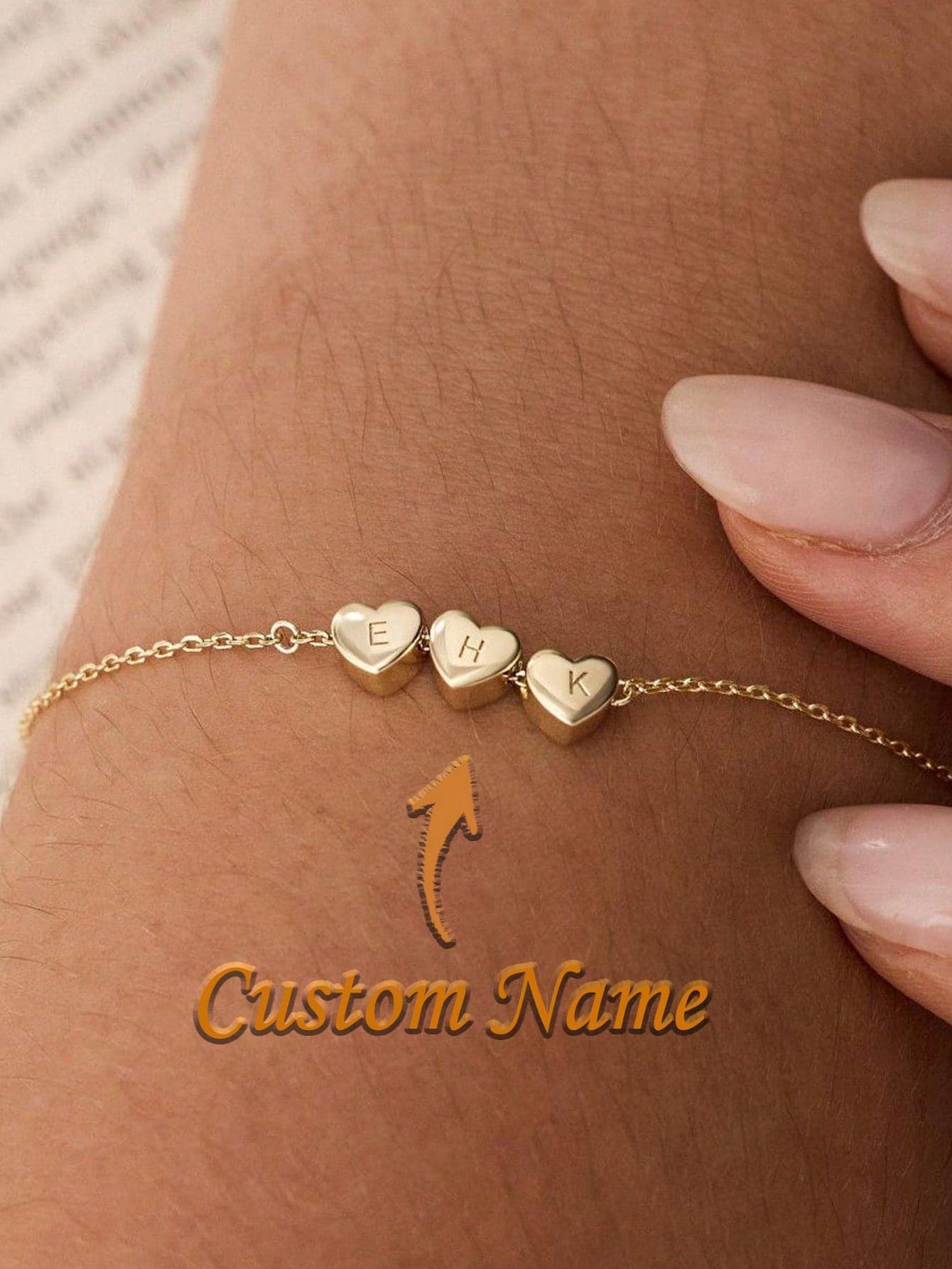 Tiny 3D Initial Heart Charm Bracelet, Custom Gold Letter Bracelet, Family Bracelet, Women Bracelet, Personalised Gift, Graduation Gift