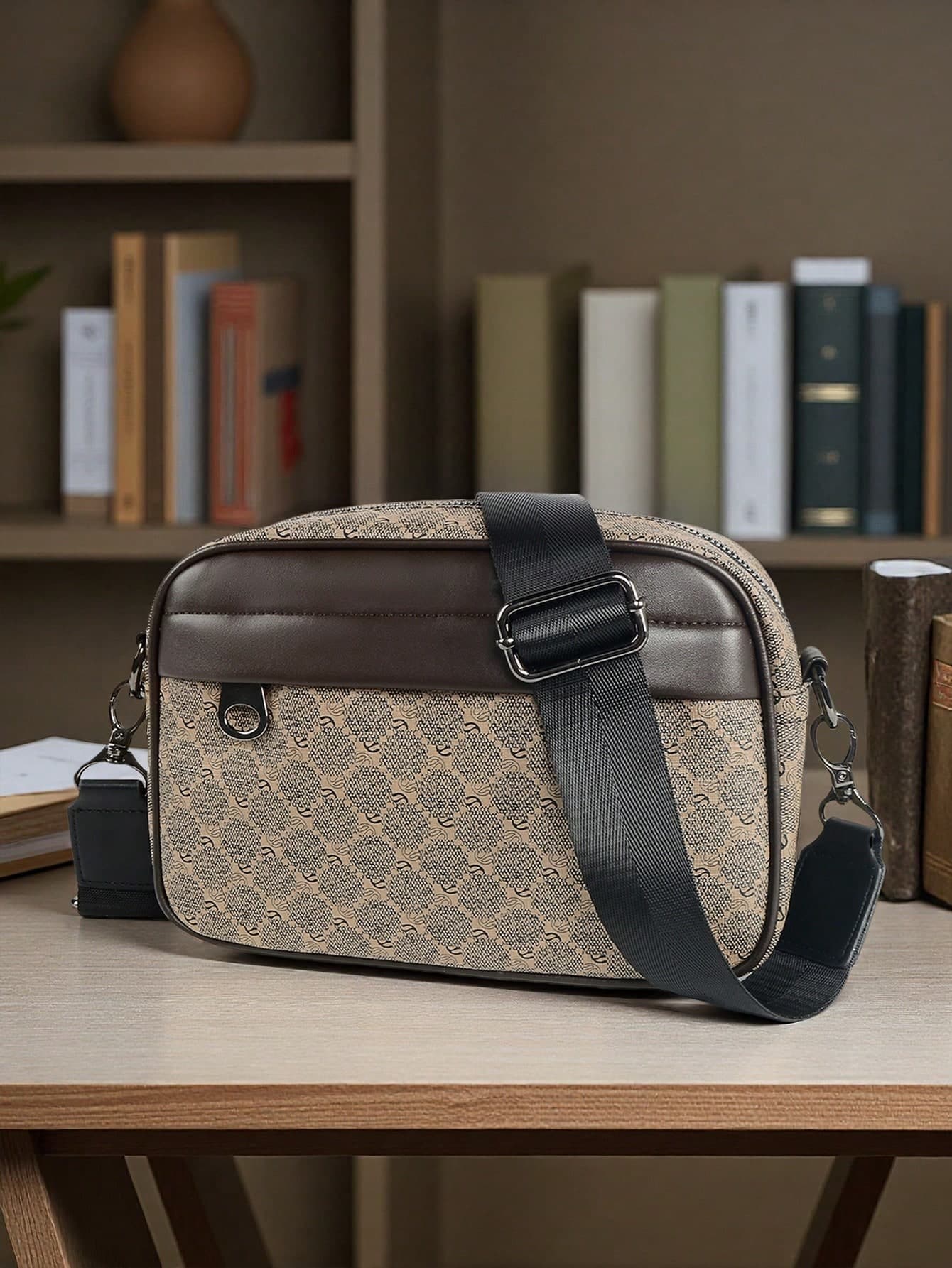 Men's Vintage Crossbody Bag, Fashion Messenger Bag, One Shoulder Bag, Square Small Crossbody Bag, PU Leather Waterproof Multifunctional College Style Bag