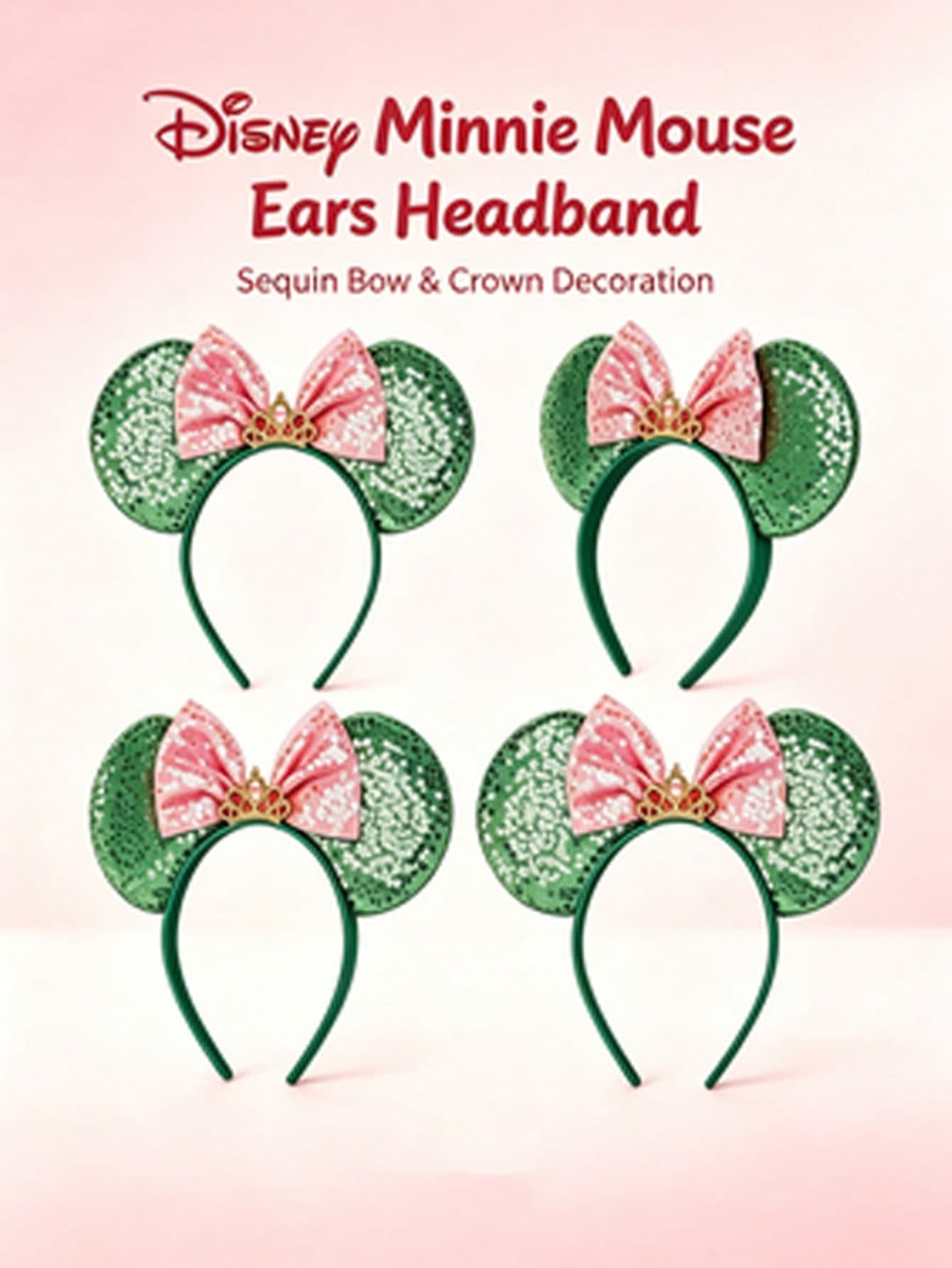 Bestseller Disney Princess Mouse Ear Headband With Crown Bow,Sparkly Cos Accessories,Stunning Eyecatching Photo Prop For Halloween Costume Party