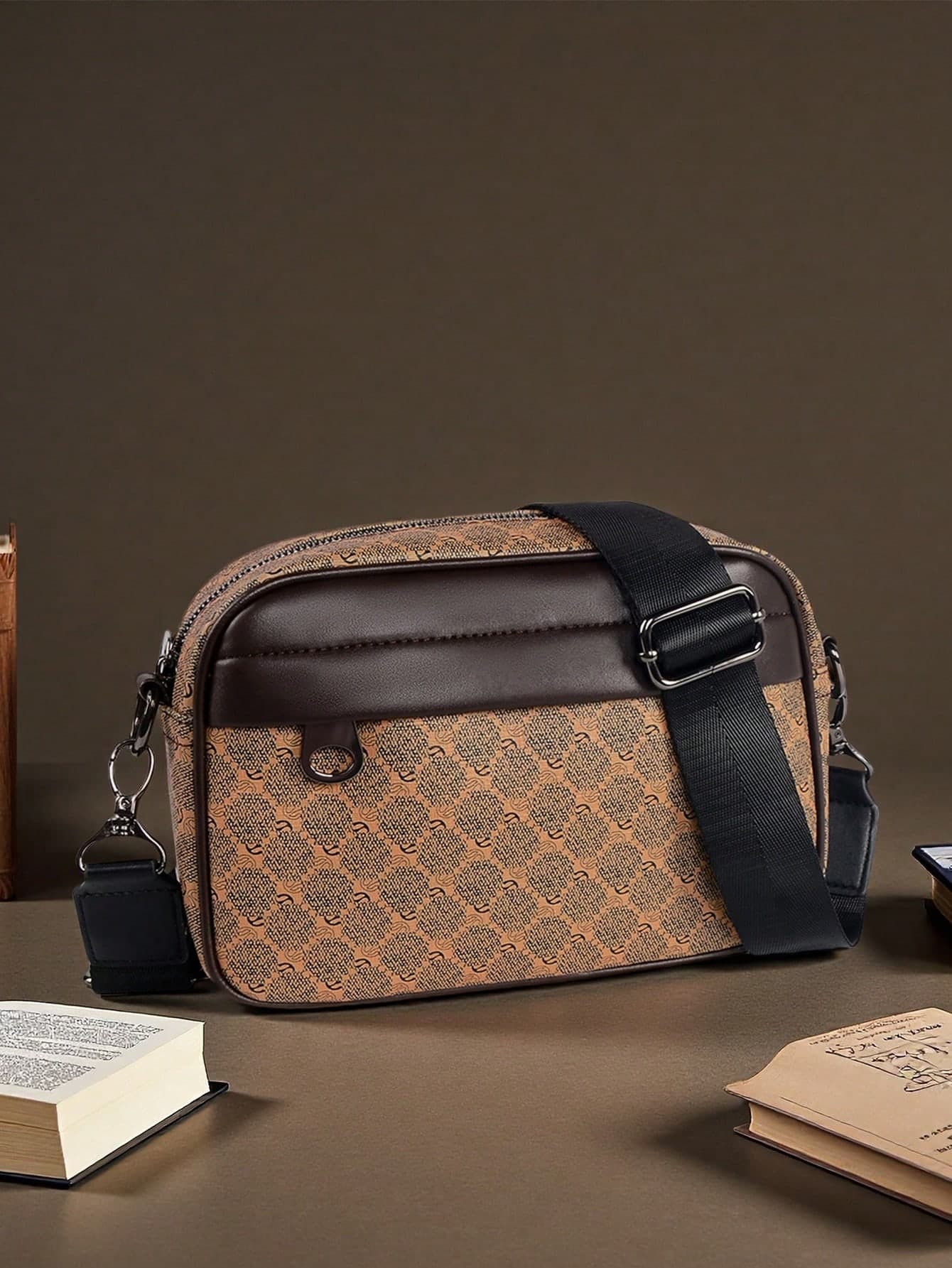 Men's Vintage Crossbody Bag, Fashion Messenger Bag, One Shoulder Bag, Square Small Crossbody Bag, PU Leather Waterproof Multifunctional College Style Bag