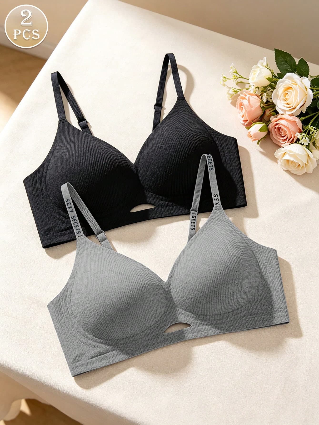 2pcs Hollow Out Sports Bra For Women, Comfortable Minimalist Fashionable Sexy Bra