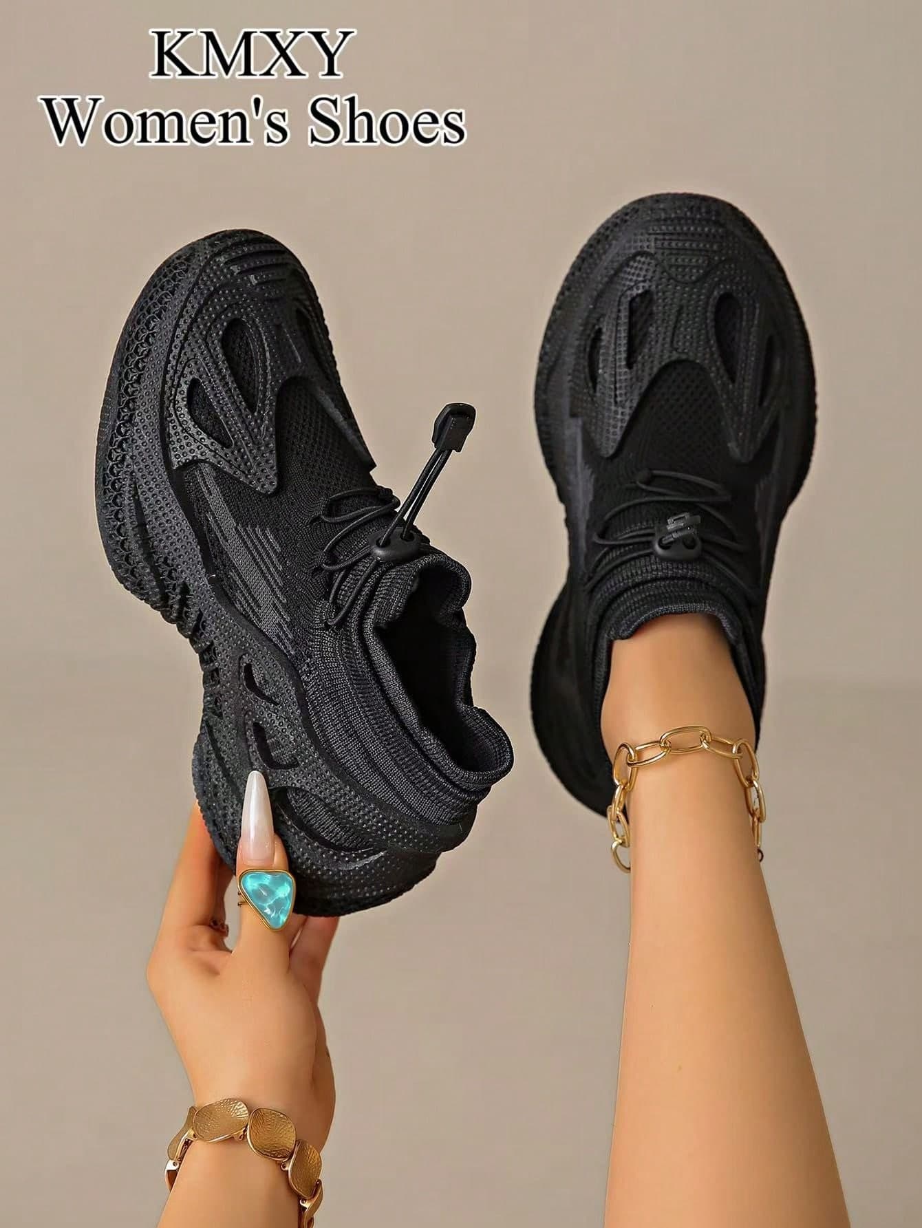 1 Pair Breathable Mesh Hollow Thick Sole Shoes, Fashion Design Hollow Wave Sole Casual Sports Shoes, Suitable For Outdoor Shopping